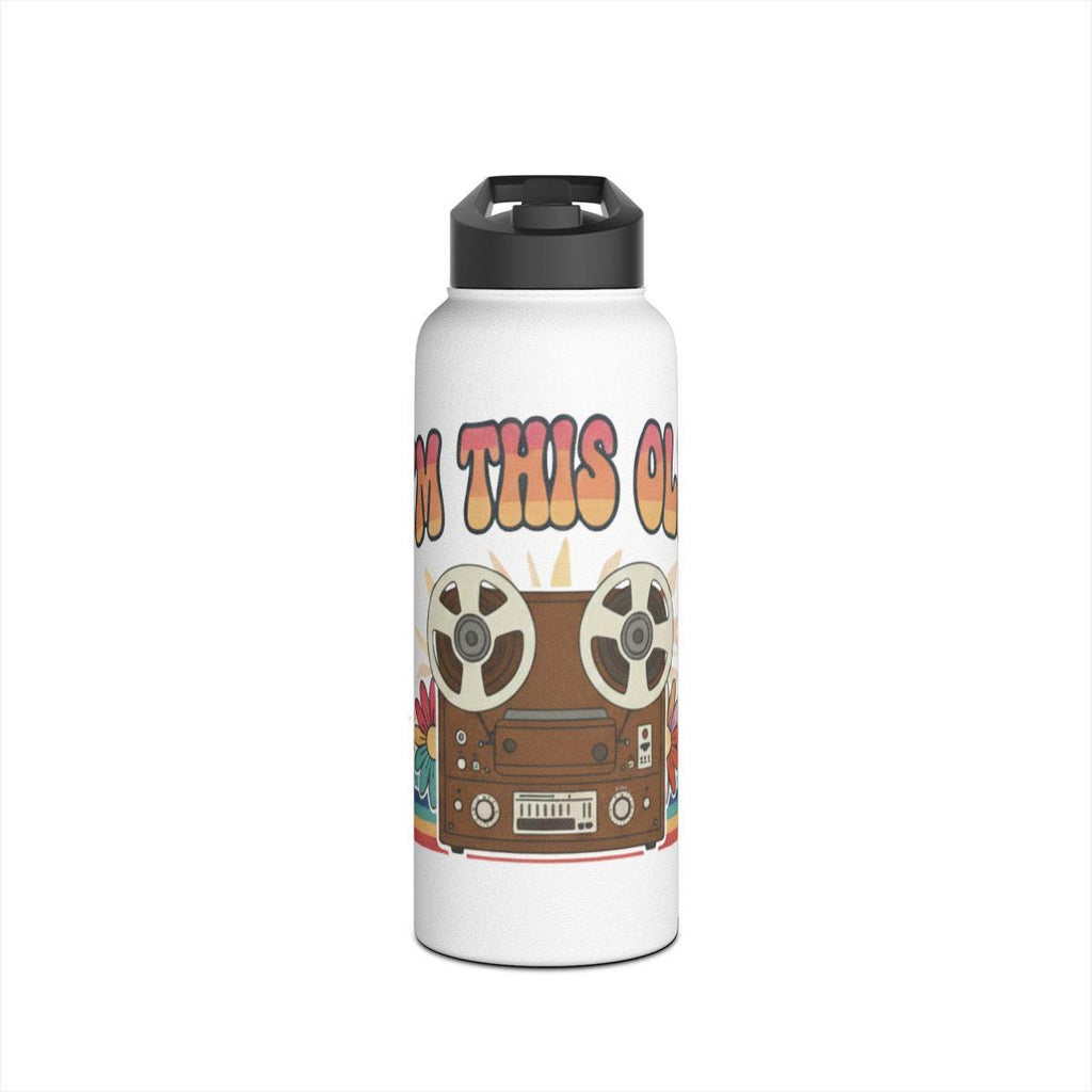 Retro Vintage Tape Recorder Water Bottle, Unique Music Lover Gift, Reusable Stainless Steel Bottle, Insulated Drink Container