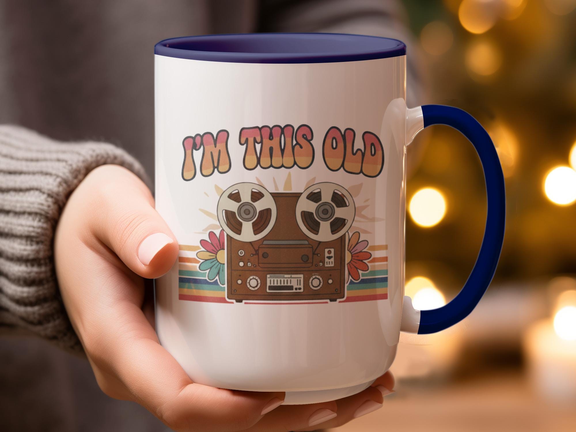 Retro I'm This Old Mug, Vintage Tape Recorder Coffee Cup, Classic Music Lover Gift, Nostalgic Drinkware, Fun Novelty Present
