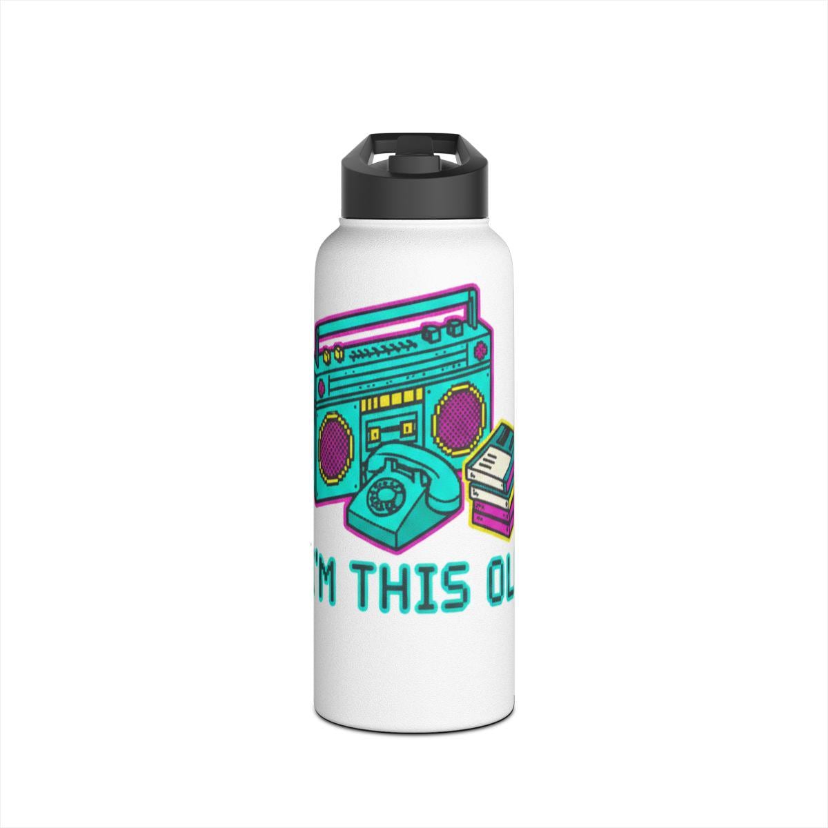 Retro Boombox 90s Style Water Bottle, Vintage Music Theme, Old School Design, Nostalgic Gift, Fun and Unique Drinkware