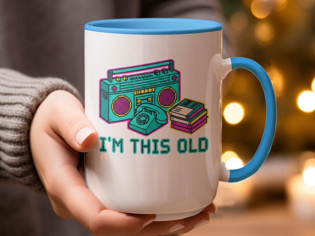 Retro Boombox and Cassette Tape Mug, Nostalgic 80s and 90s Design, I'm This Old, Perfect Gift for Music Lovers, Fun Coffee Cup