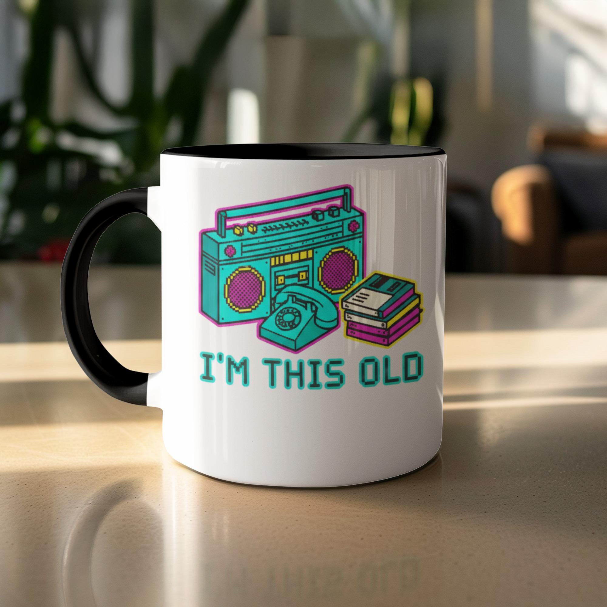 I'm This Old Mug, Retro Boombox Mug, Funny Nostalgic Gift, 80s 90s Childhood Memories, Vintage Boombox, Gamer Mug, Geeky Mug