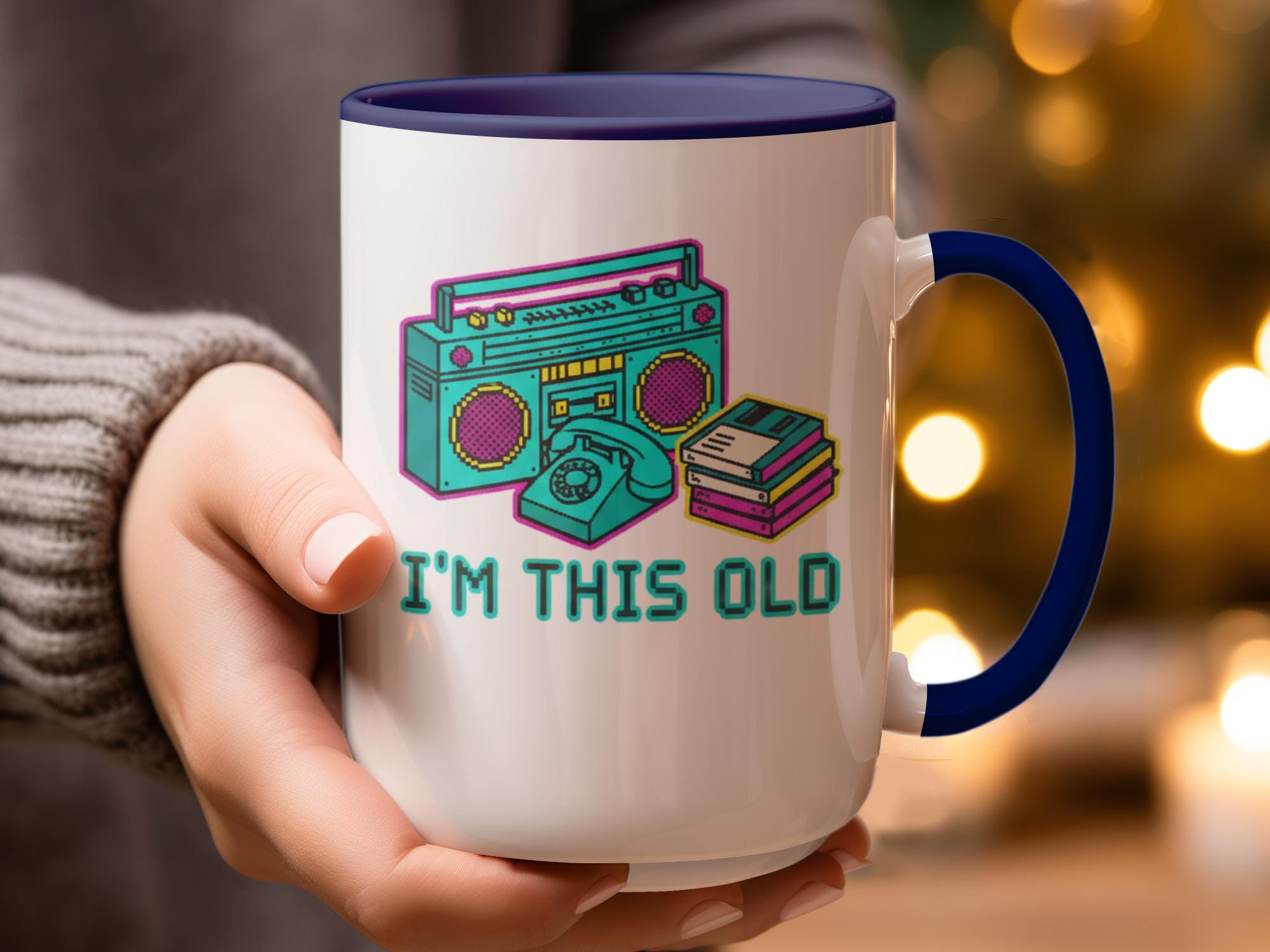 Retro vintage cassette player design mug, I'm This Old quote novelty coffee cup, funny gift for him or her, unique coffee lovers mug