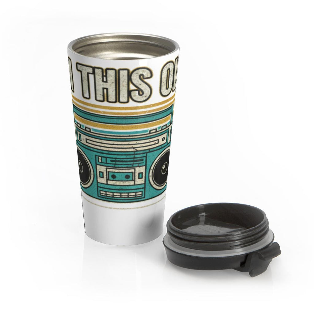 Retro Boombox Travel Mug, Vintage Music Lover Tumbler, Unique Coffee Cup, Cool Gift For Him, Hip Hop Enthusiast Drinkware