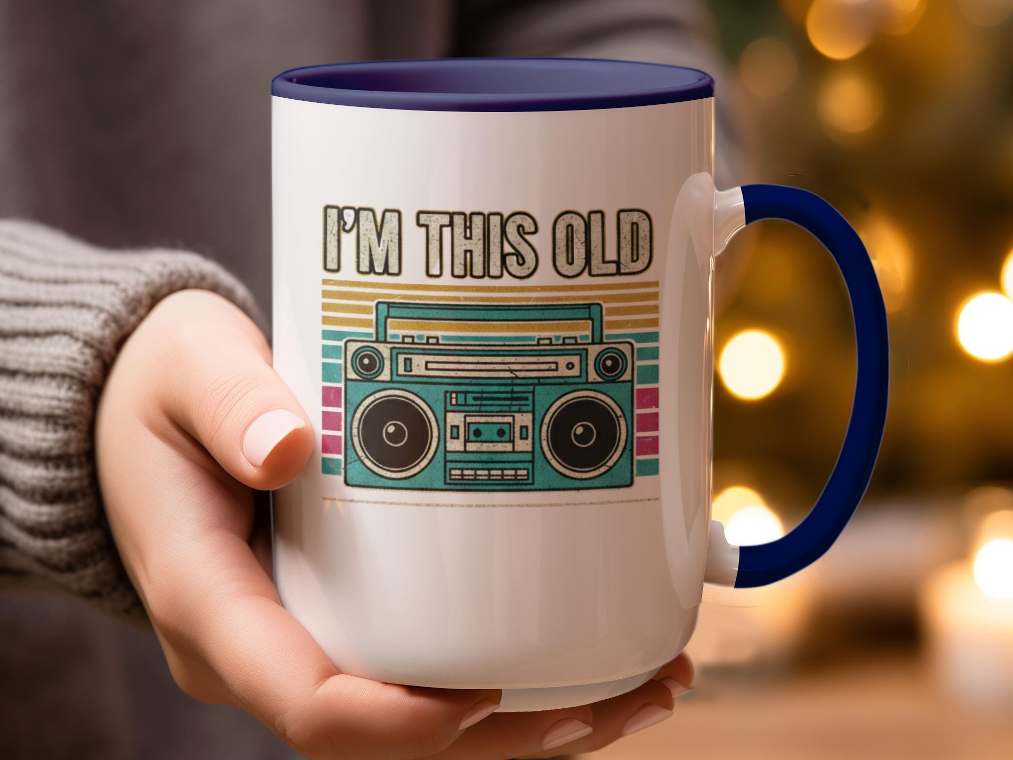 Retro Boombox I'm This Old Mug, Funny Coffee Cup, Vintage Music Lover Gift, Unique Gift for Him or Her, Humorous Birthday Present