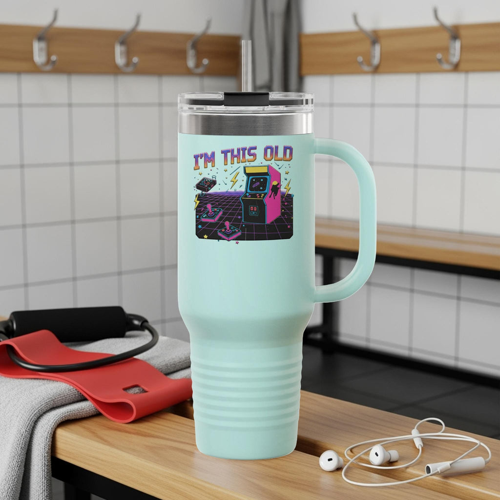 I'm This Old Travel Mug, Funny Retro Tumbler, Vintage Gaming Design, Nostalgic Gift, Insulated Coffee Cup with Lid