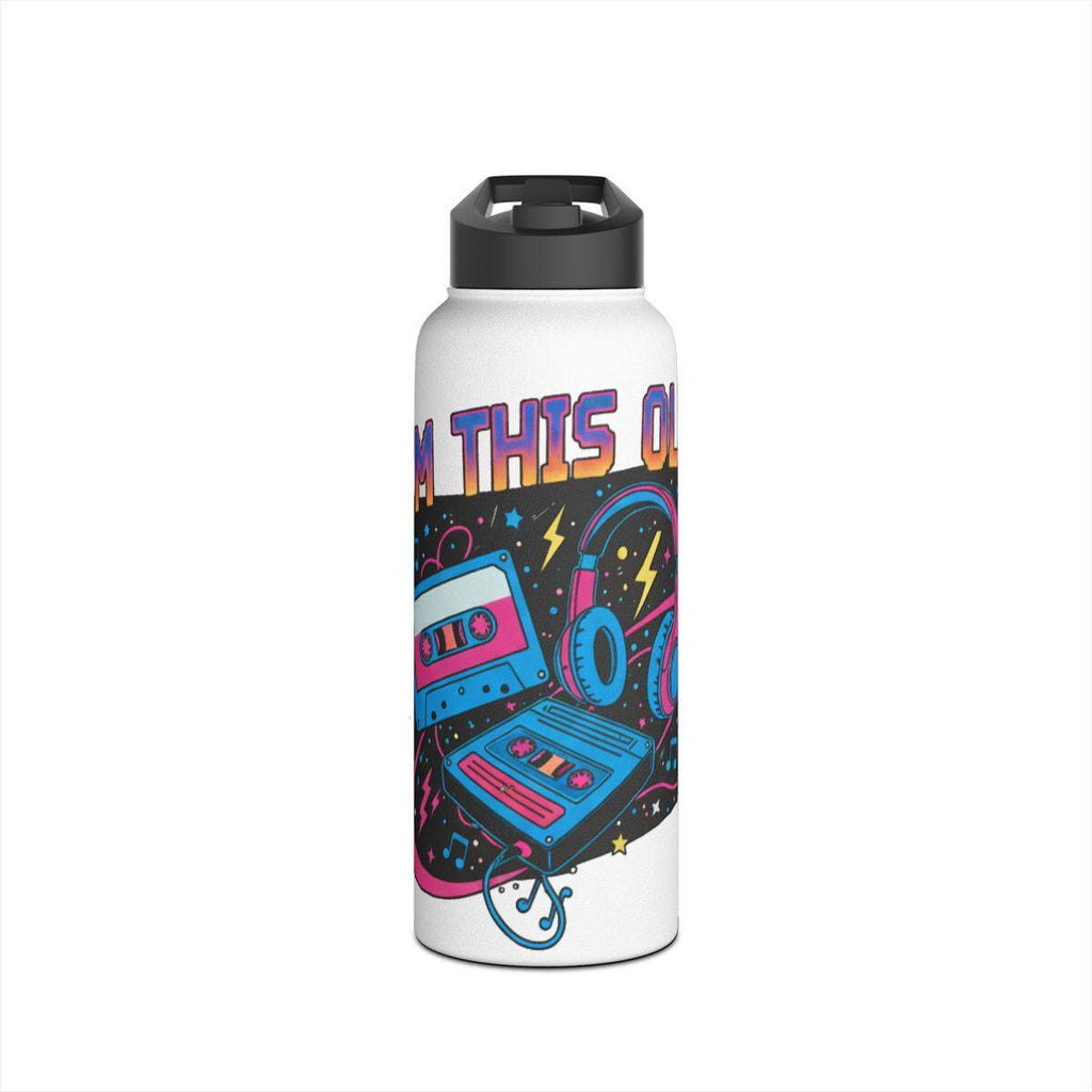 Retro Music Themed Water Bottle, Vintage Cassette Tape Design Flask, Gift for Music Lovers, Unique Design Travel Bottle