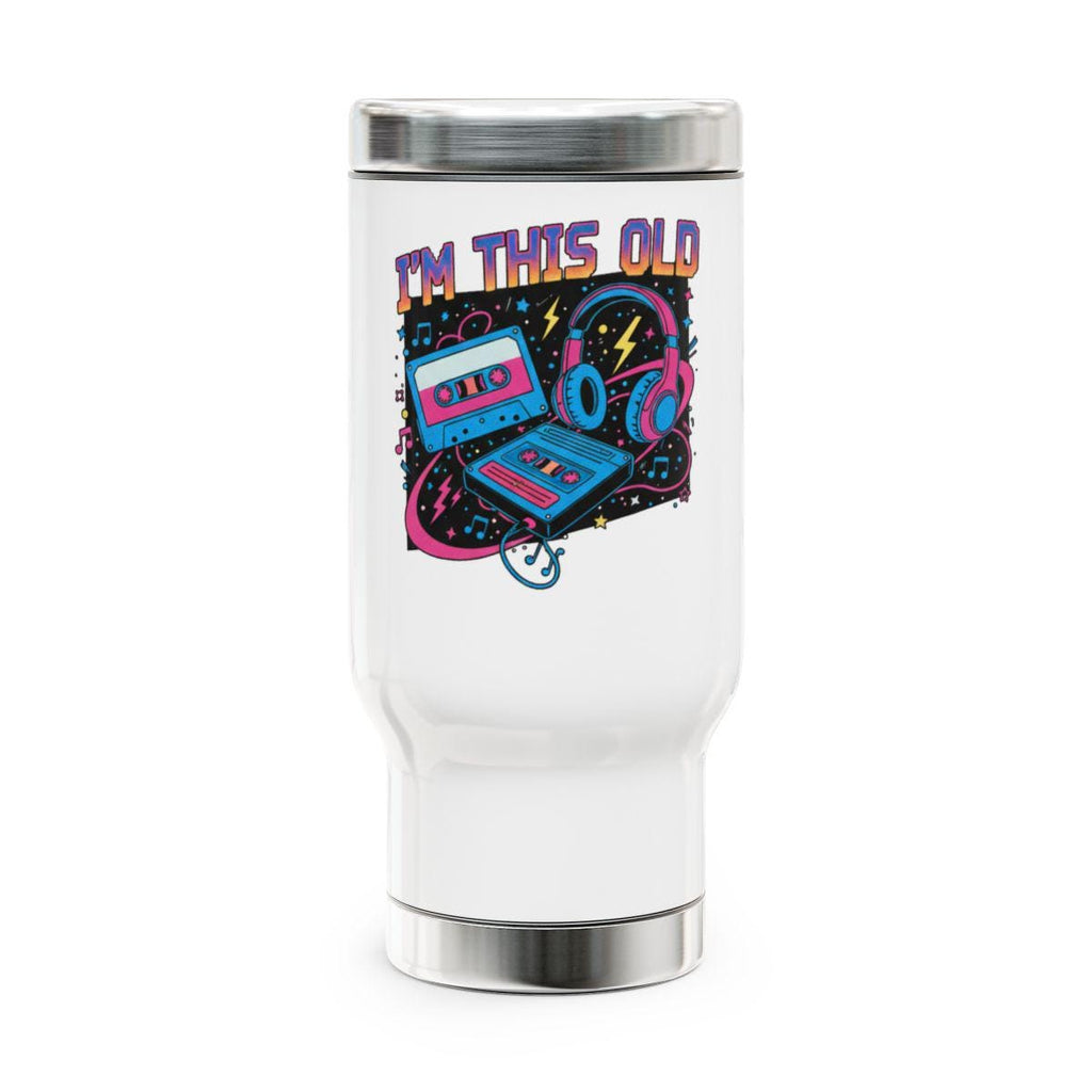 Retro Cassette Tape Travel Mug, 80s Music Lover Gift, Vintage Music Cup, Retro Coffee Tumbler, 90s Nostalgia Theme Flask