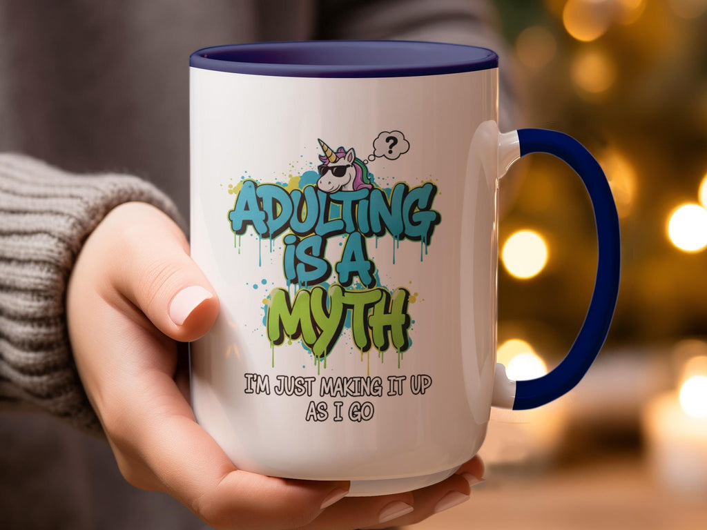 Adulting Is A Myth Coffee Mug, Funny Unicorn Mug, Gift For Adults, Novelty Mug, Office Humor, Teenager Gift, Quirky Cup