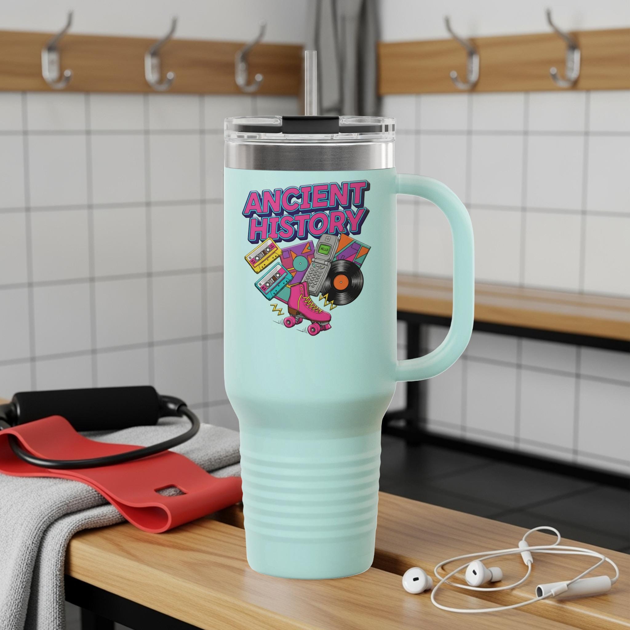 Ancient History Travel Mug, Retro Music Tumbler, Funny Gift for History Buffs, Unique Coffee Cup for Teachers, Cool Vintage Travel Flask