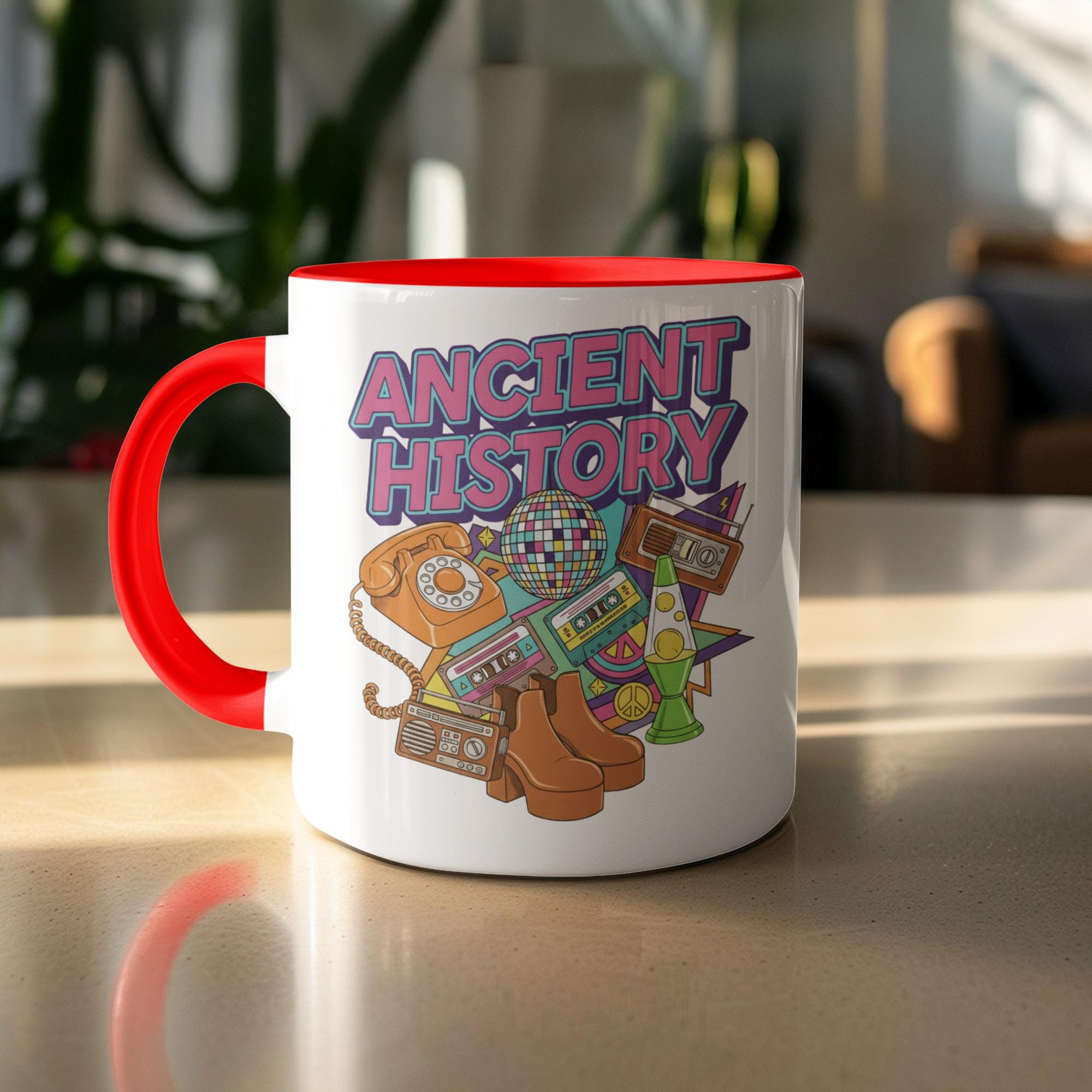Ancient History Mug, Retro Nostalgia Coffee Cup, Fun Historical Design, Perfect Gift Idea, Unique Kitchen Accessory, Cool Collectible