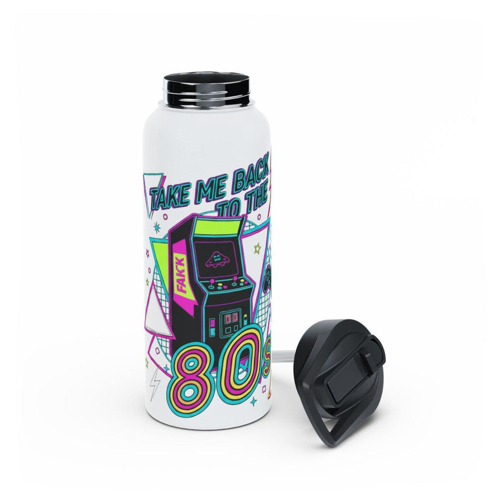 Retro 80s Arcade Design Water Bottle, Take Me Back to the 80s, Cool Gaming Bottle, Fun Nostalgic Drinkware, Unique Gift for Gamers