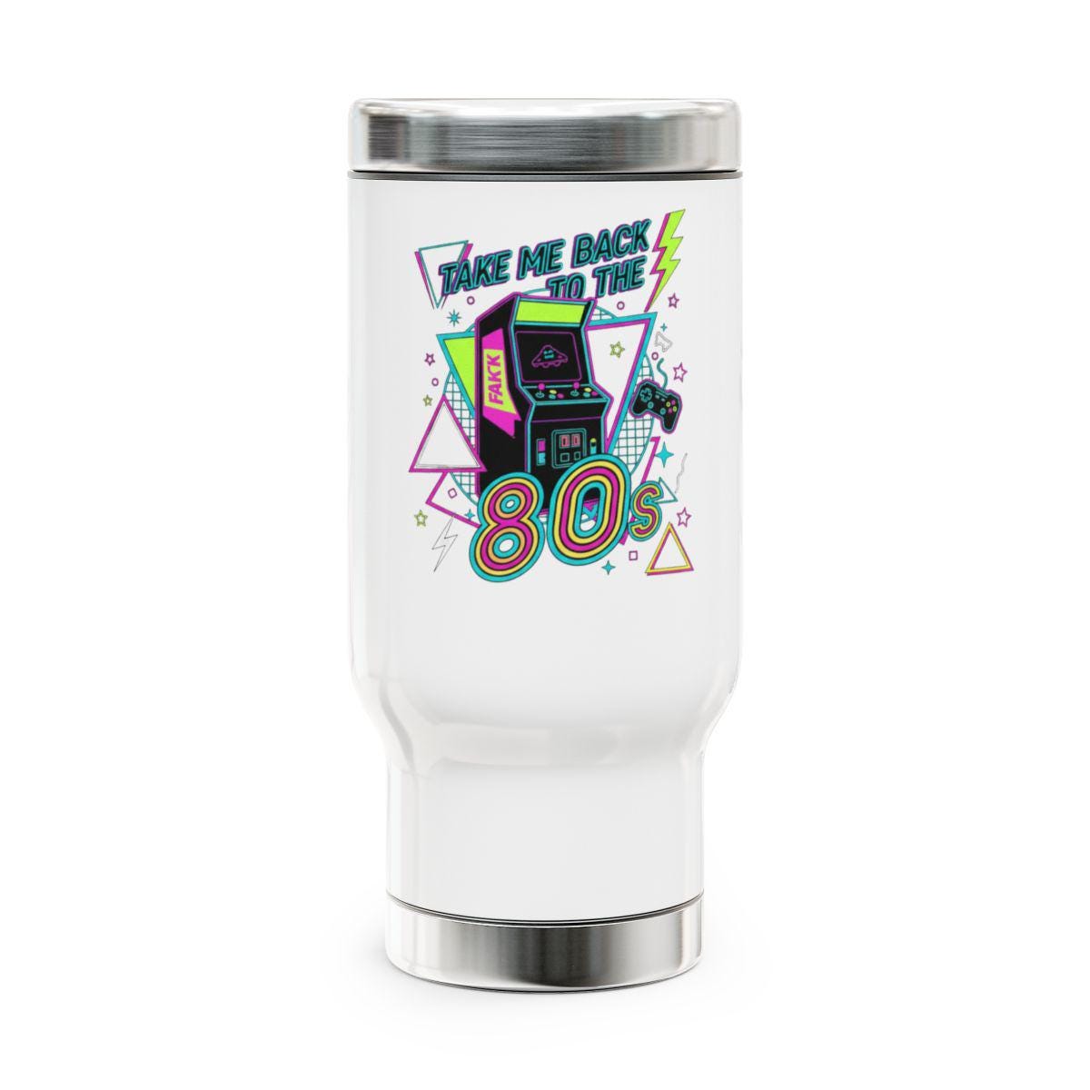 Retro 80s Arcade Tumbler, Take Me Back to the 80s Travel Mug, Vintage Gaming Drinkware, Nostalgic Gifts for Gamers, 80s Lovers Cup