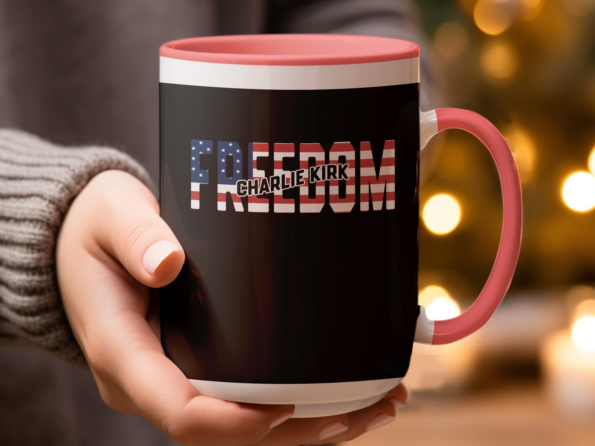 Freedom Mug, Patriotic Gift, USA Flag Design, Custom Coffee Cup, Inspirational Message, Unique Present, Home Office Decor