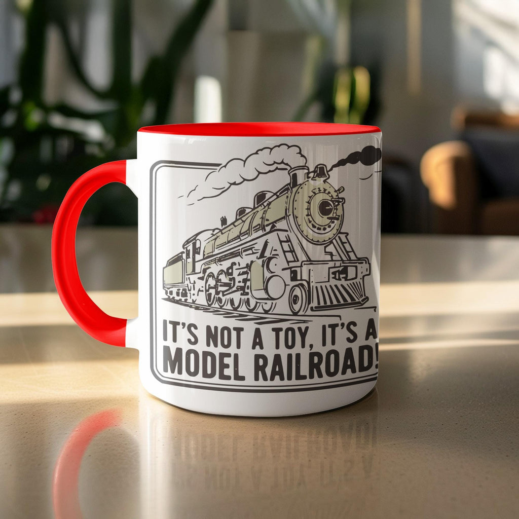 Model railroad mug, Train lover gift, Railway enthusiast cup, Train collector accessory, Steam engine coffee mug, Train fan present