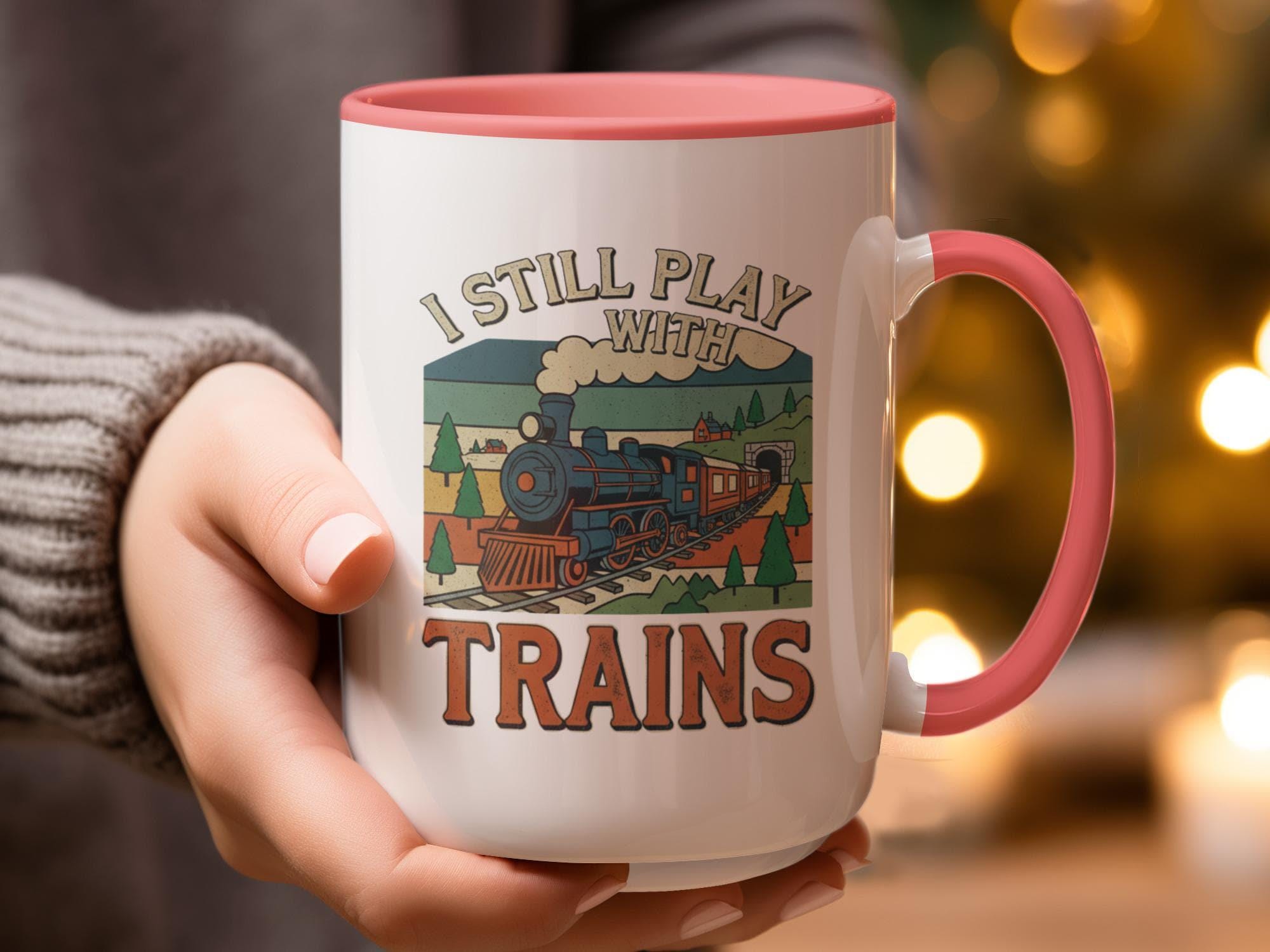 Train Enthusiast Mug, Retro Train Lover Gift, I Still Play With Trains Coffee Cup, Vintage Train Collector Present