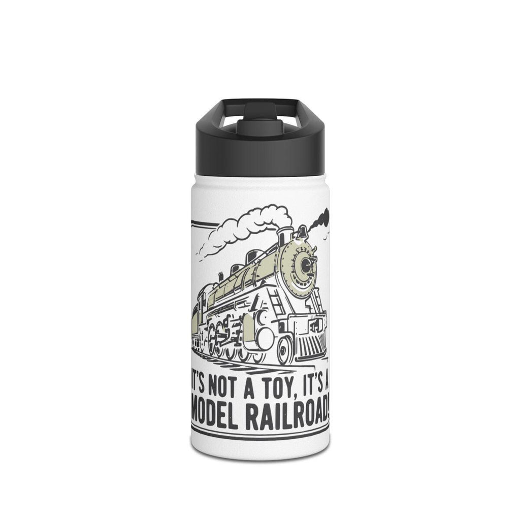 Model Railroad Water Bottle, Train Lover Gift, Steam Engine Design, Ideal Birthday Present, Unique Railroad Enthusiast Accessory