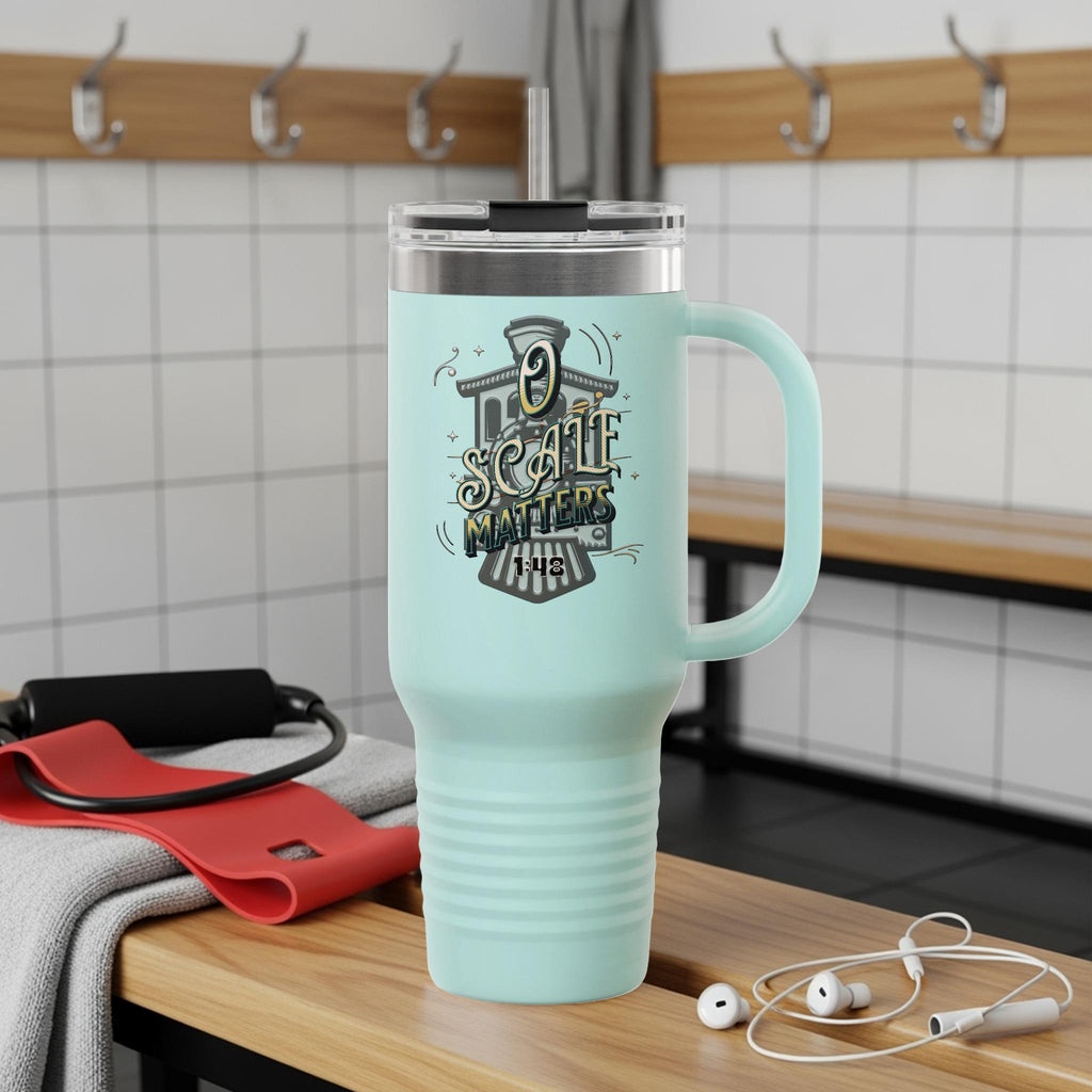 Funny Train Travel Mug, Scale Matters Tumbler, Travel Coffee Cup, Unique Train Lover Gift, Insulated Mug for Train Enthusiasts