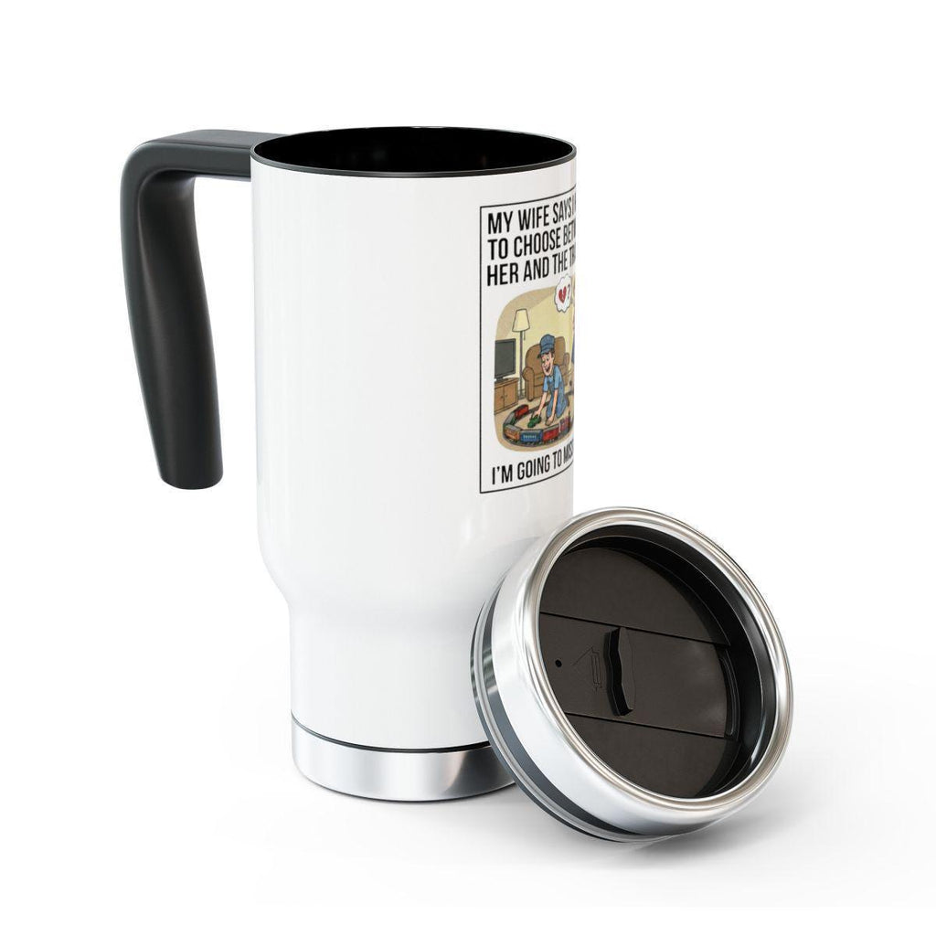Funny Travel Mug with Lid, Husband Wife Joke Mug, Coffee Lover Gift, Insulated Stainless Steel Travel Tumbler, Quirky Humor Gift