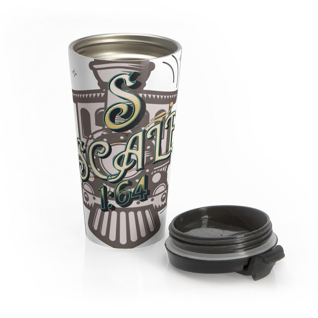 Tumbler Travel Mug, Train Design Coffee Thermos, Insulated Drink Container, Railroad Enthusiast Gift, Vintage Train Art Cup, 16oz Flask