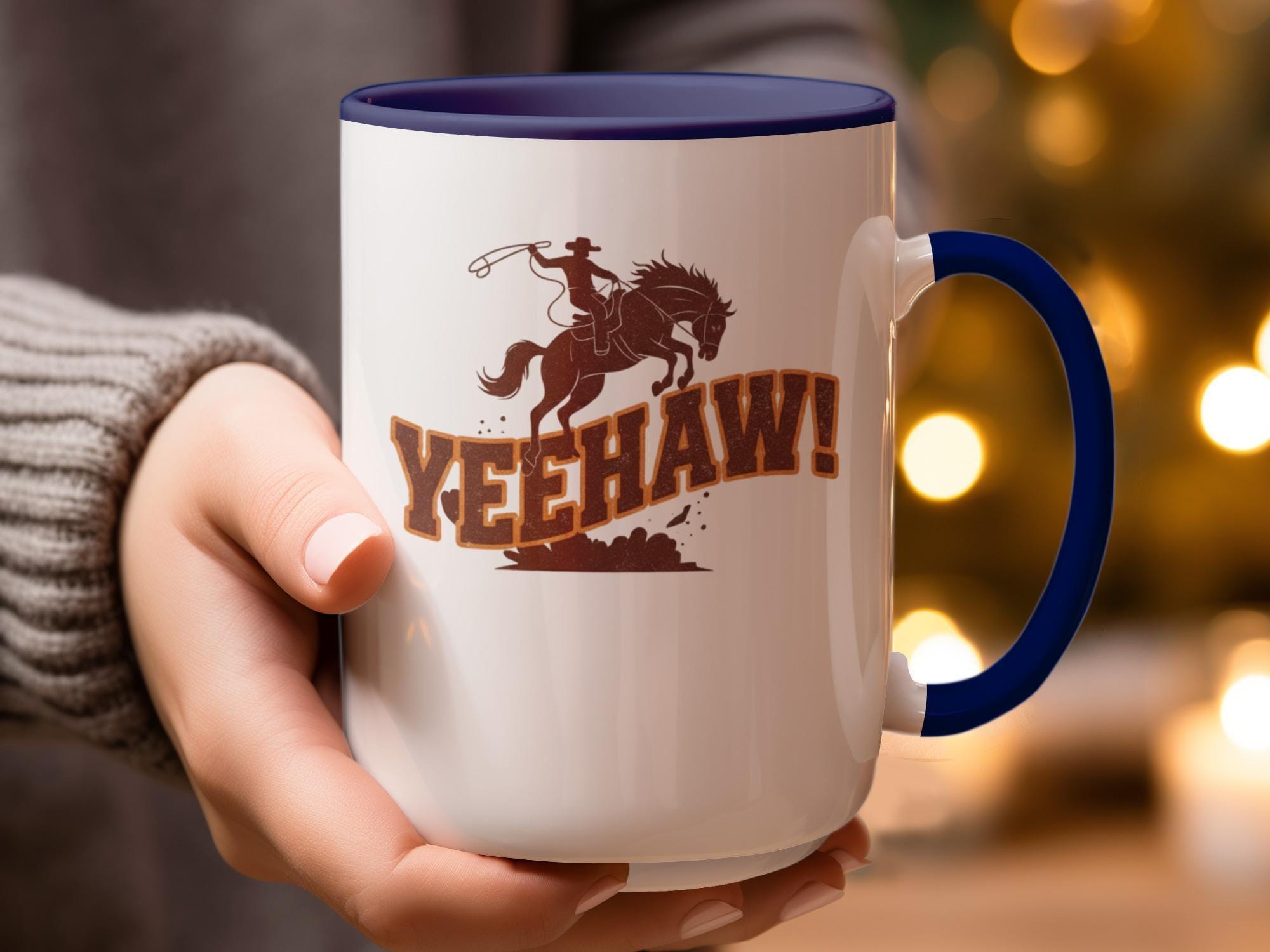 Yeehaw Cowboy Coffee Mug, Western Rodeo Cup Gift, Cowgirl Cowhand Drinkware, Rustic Horse Rider Beverage Mug, Rodeo Lovers Mug