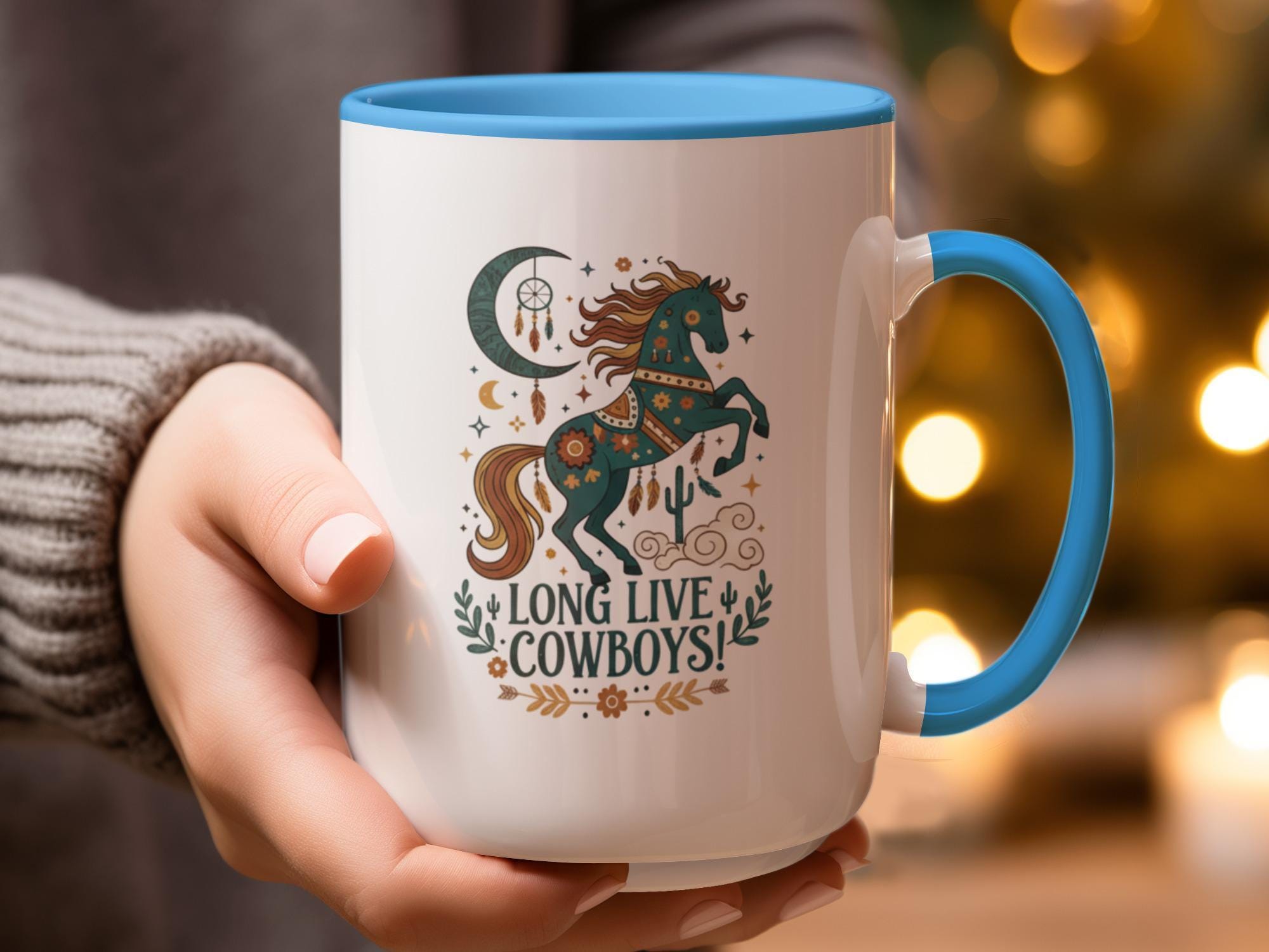 Long Live Cowboys mug, Vintage Western Horse design cup, Coffee mug with cowboy theme, Western style drinkware gift