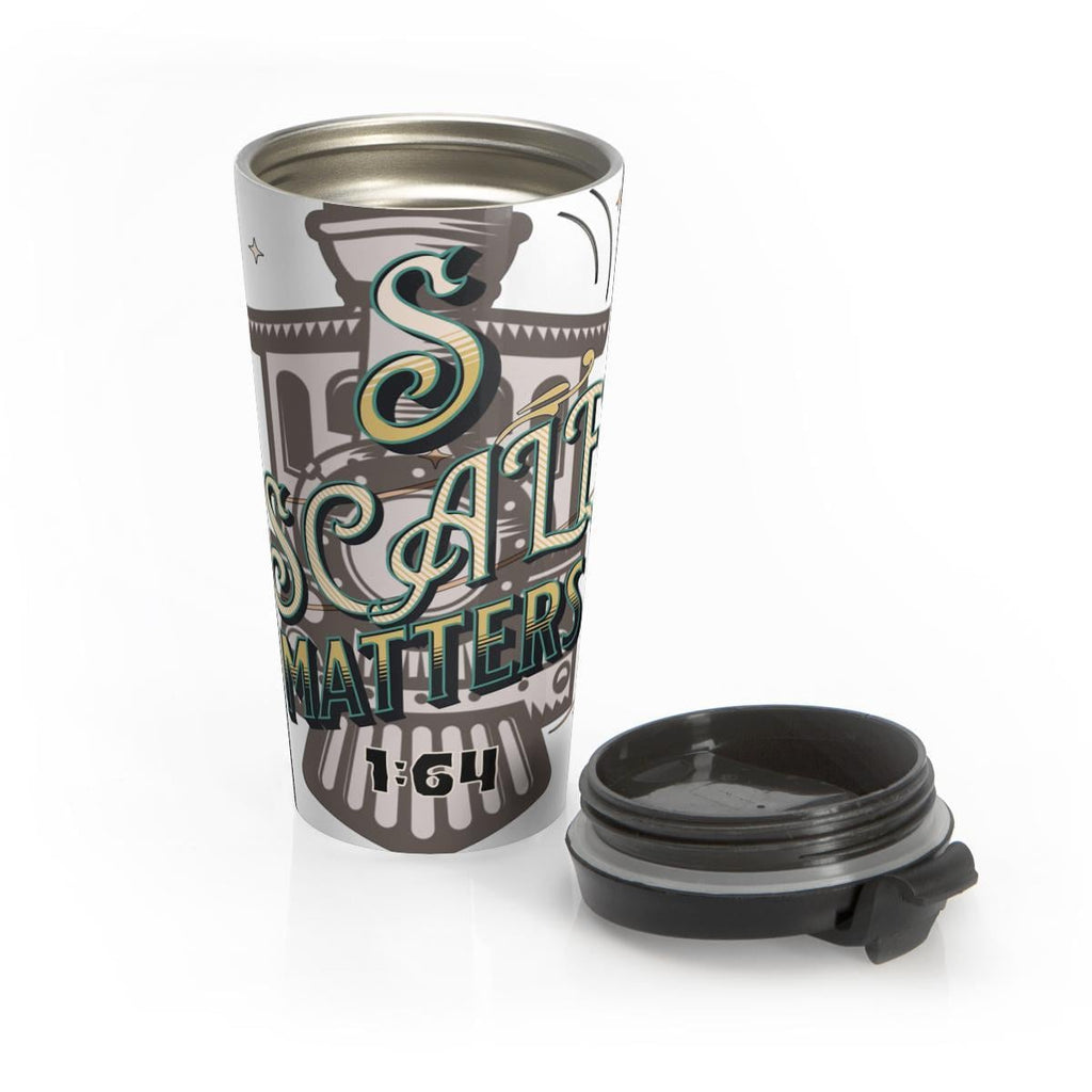 Travel Coffee Mug, S Scale Matters Design, Stainless Steel Tumbler, Insulated Travel Cup with Lid, Reusable Drinkware for Tea