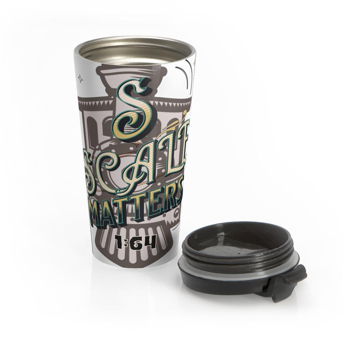 Travel Coffee Mug, S Scale Matters Design, Stainless Steel Tumbler, Insulated Travel Cup with Lid, Reusable Drinkware for Tea