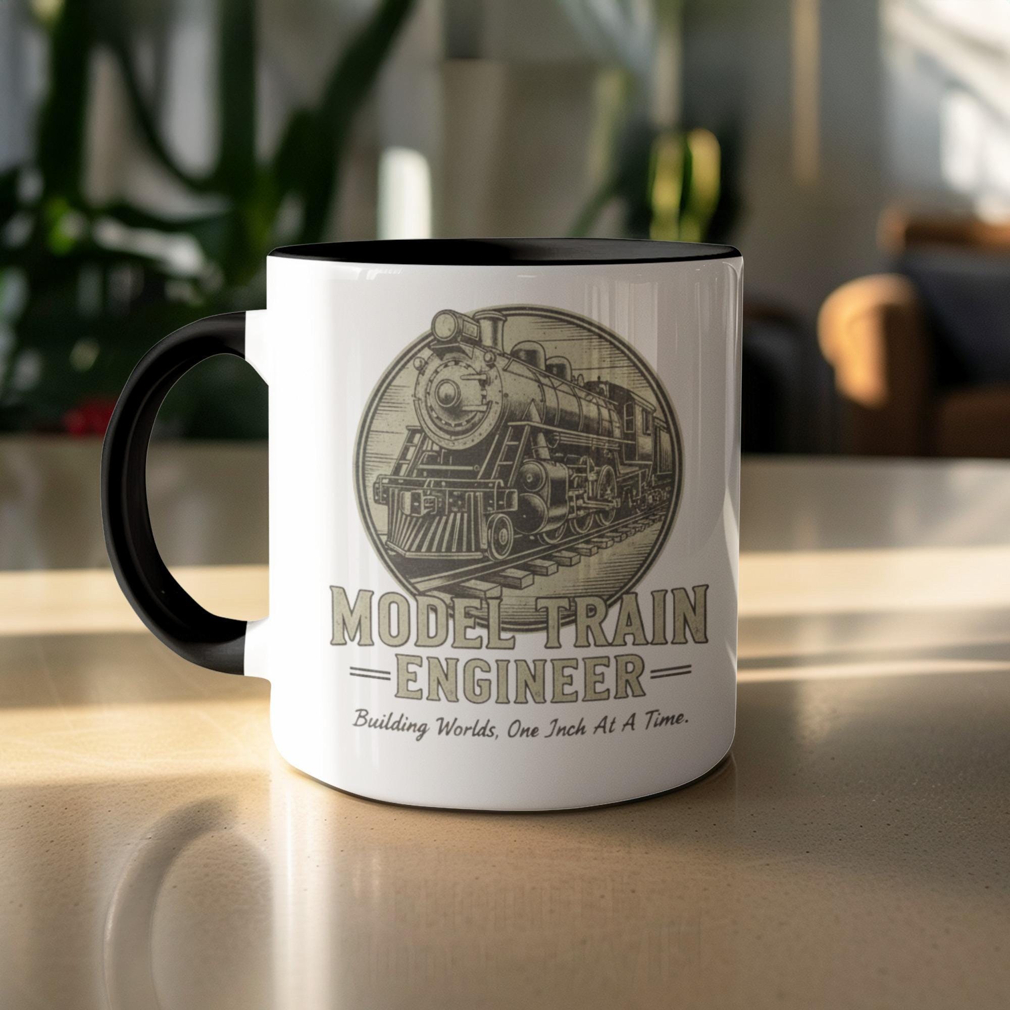 Model Train Engineer Coffee Mug, Train Enthusiast Gift, Locomotive Collector Mug, Railroad Lover Present, Train Hobbyist Cup