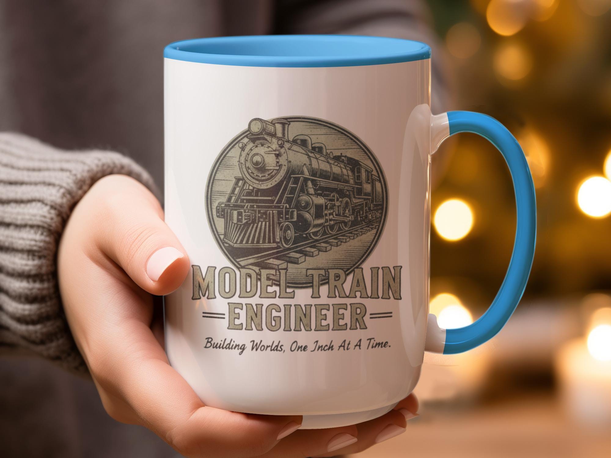 Model Train Engineer Mug, Train Lover Gift, Railroad Enthusiast Coffee Cup, Train Themed Collectible Mug for Men Women