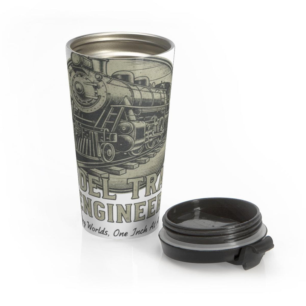 Vintage Train Travel Mug, Railroad Enthusiast Gift, Train Conductor Cup, Steam Engine Tumbler, Retro Train Lover Coffee Flask
