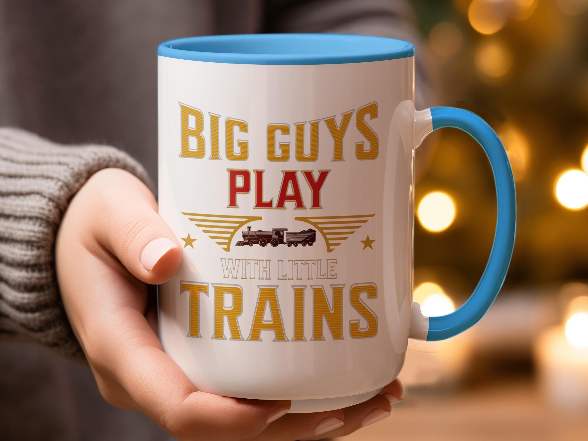 Big Guys Play With Little Trains Mug, Funny Train Lover Gift, Railway Enthusiast, Holiday Gift, Christmas Mug, Dad Birthday Present