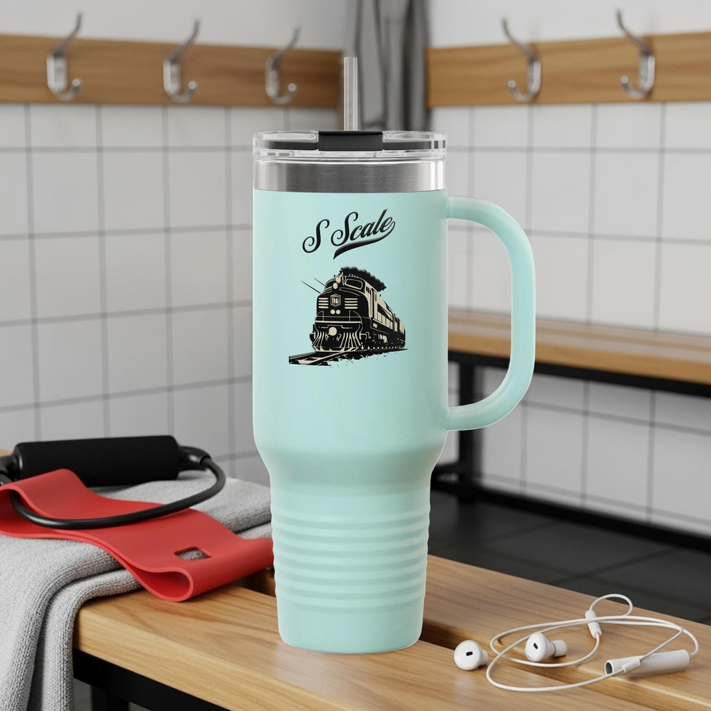 Train Travel Mug, Locomotive Design Travel Tumbler, Insulated Coffee Cup with Handle, Perfect Gift for Train Enthusiasts