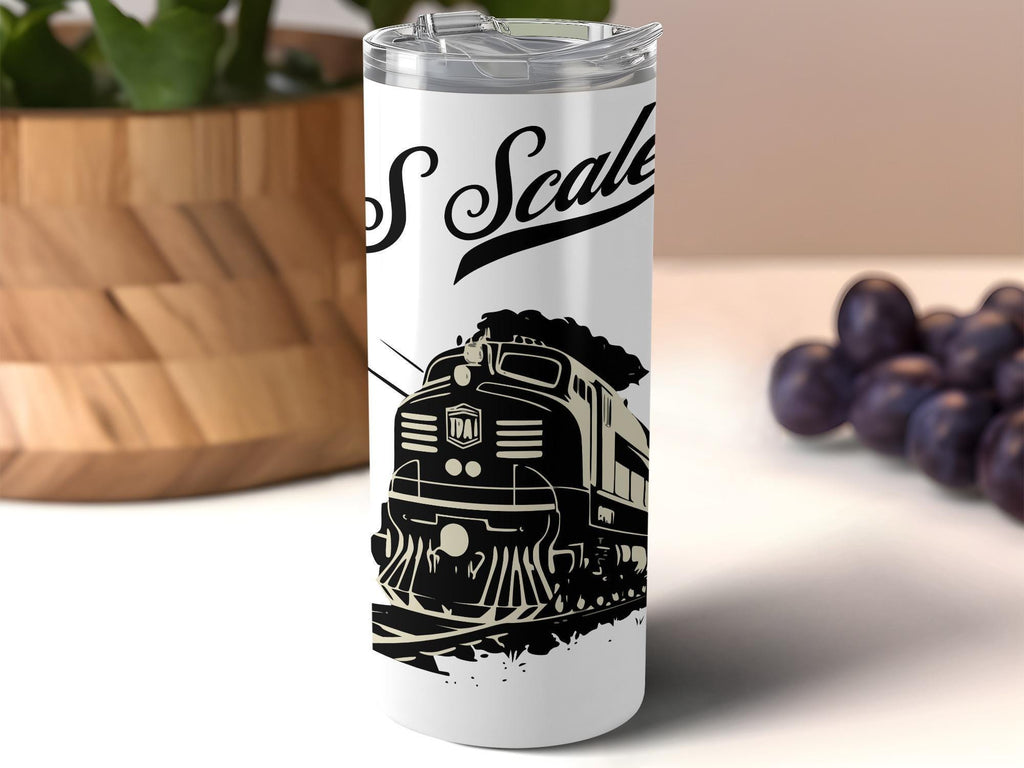Vintage Train Tumbler, Tall Insulated Travel Mug, Retro Locomotive Design, Unique Train Lover Gift, Rail Enthusiast Drinkware
