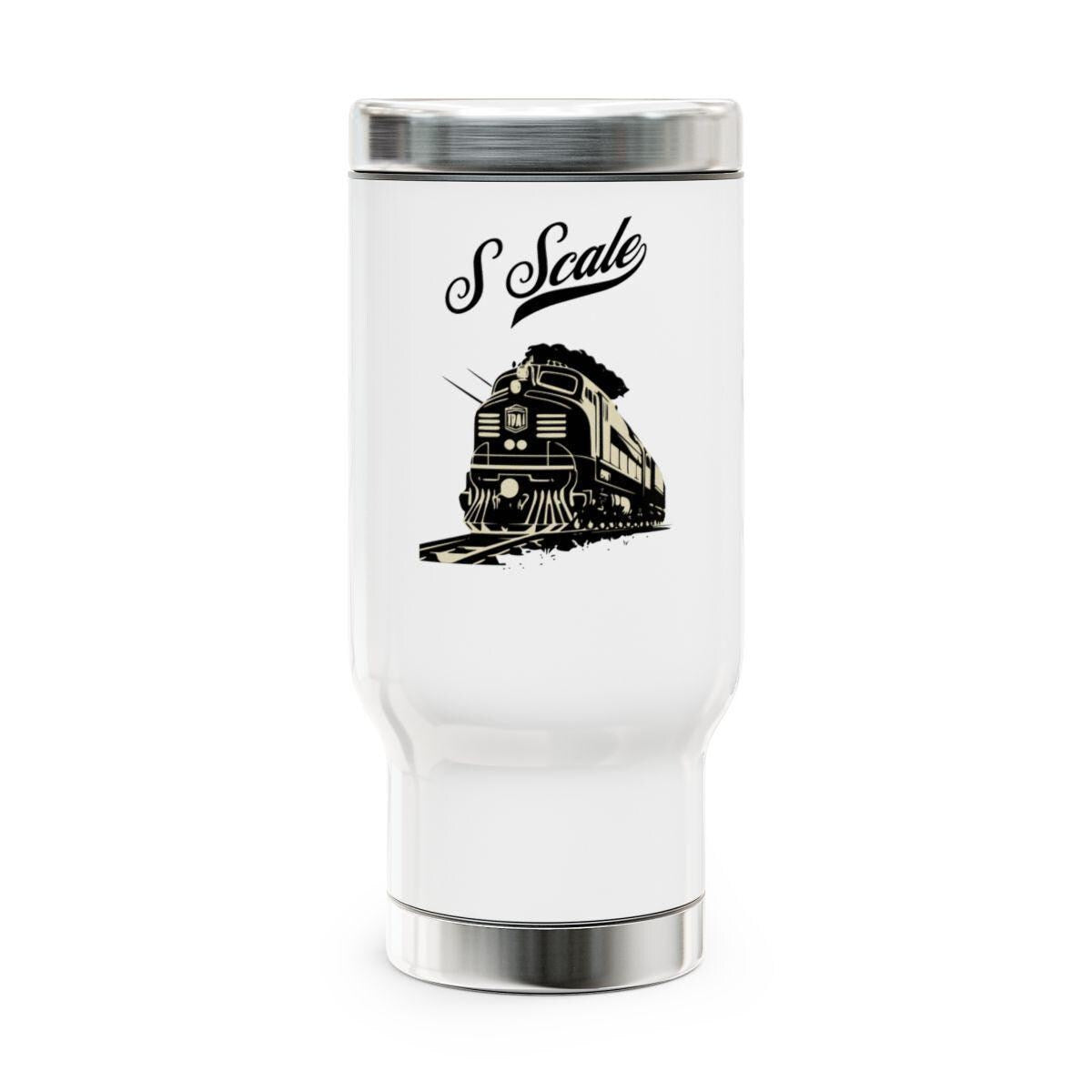 S Scale Train Travel Tumbler, Locomotive Thermos, Train Lover Gift, Train Enthusiast Mug, Railroad Memorabilia, Travel Coffee Mug