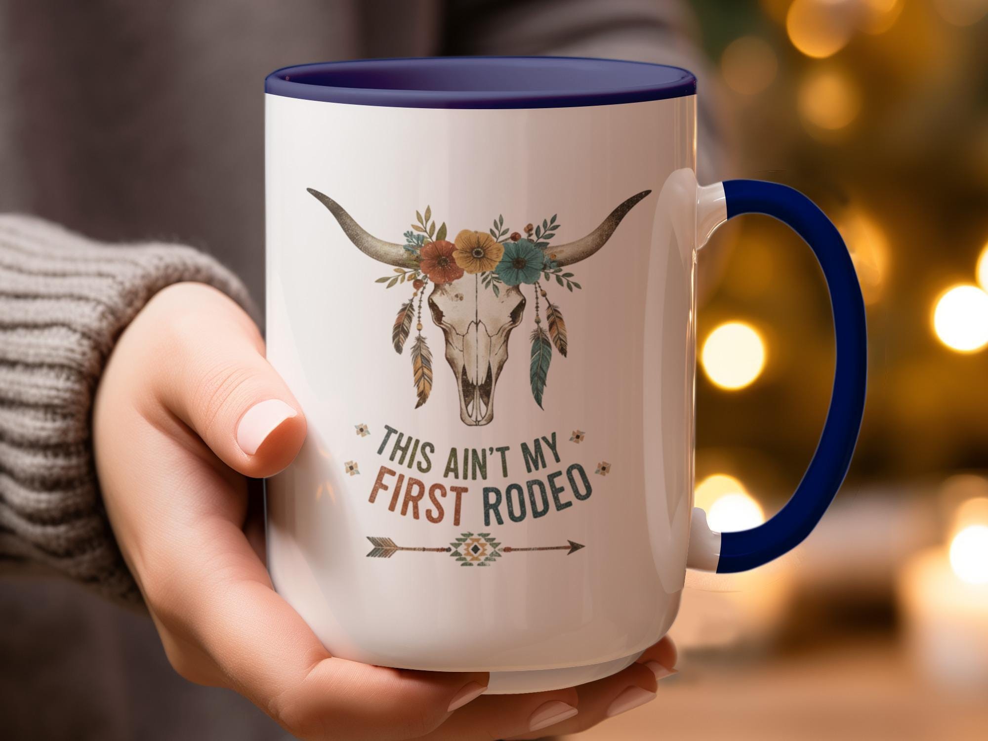 Western Rodeo Coffee Mug, This Ain't My First Rodeo Mug, Boho Skull Mug, Country Style Gift, Rustic Decor, Cowboy Themed Drinkware