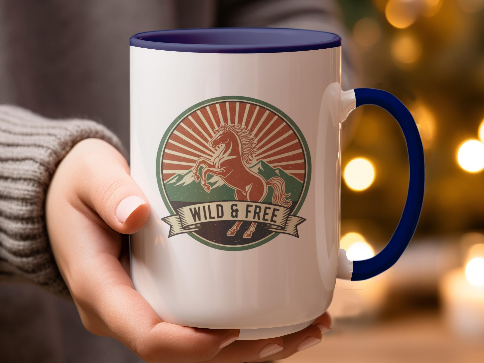 Wild and Free Horse Mug, Boho Coffee Cup, Equestrian Gift, Inspirational Drinkware, Rustic Horse Lover Mug, Motivational Tea Mug