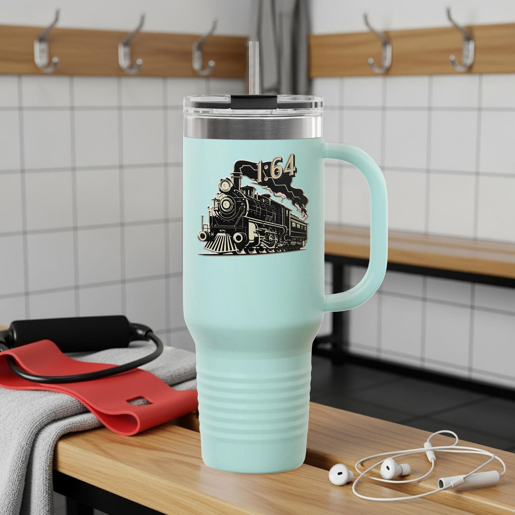 Vintage Train Design Tumbler, Retro Train Enthusiast Gift, Insulated Travel Mug, Unique Train Lover's Cup, Train Art Drinkware