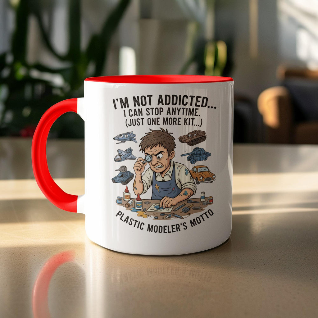 Plastic Modeler's Motto Mug, I'm Not Addicted I Can Stop Anytime Mug, Funny Hobbyist Gift, Unique Model Kit Enthusiast Present