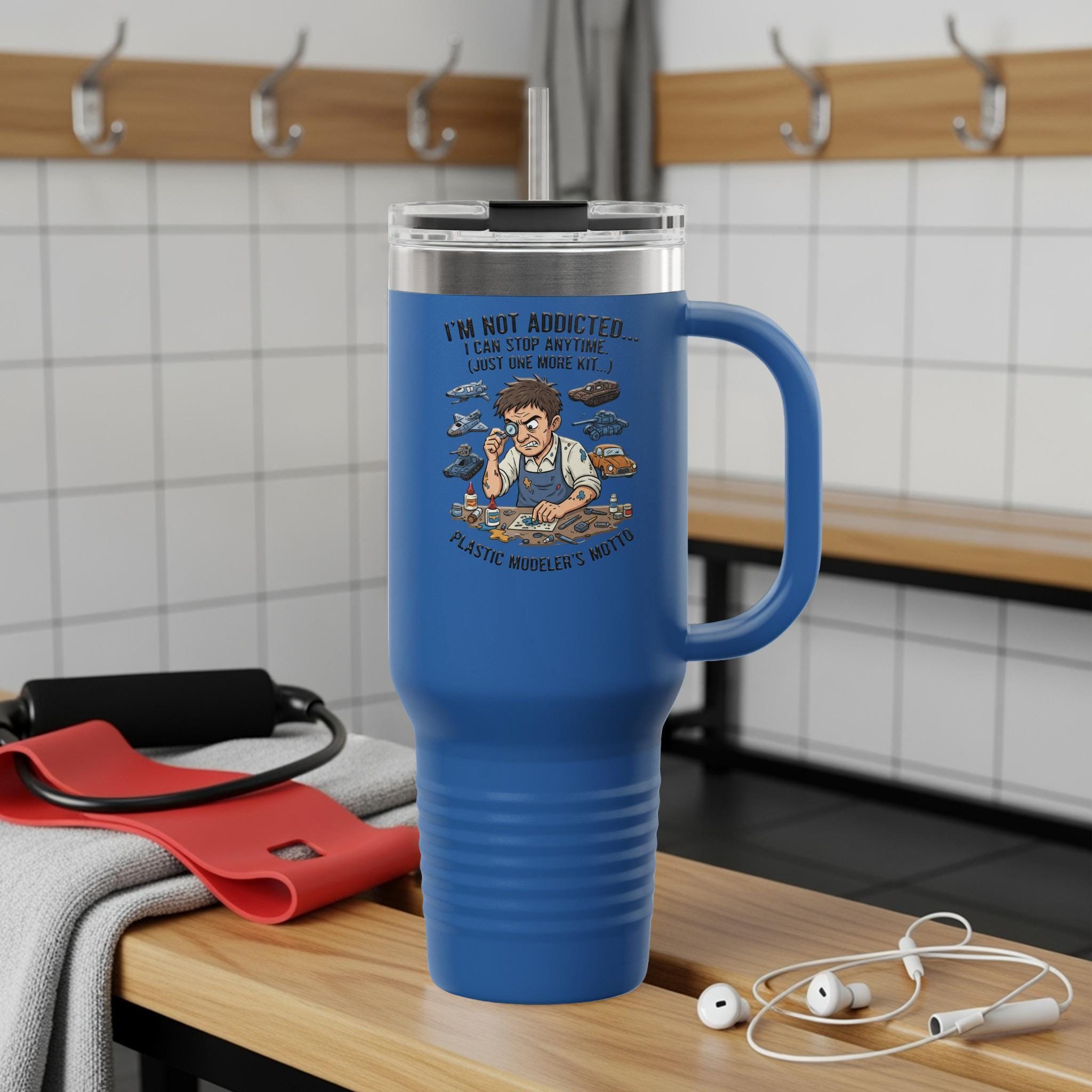 Travel Coffee Mug, Insulated Tumbler with Lid, Funny Design, Perfect for Office or Gym, 20 oz Blue Mug, Gift for Him