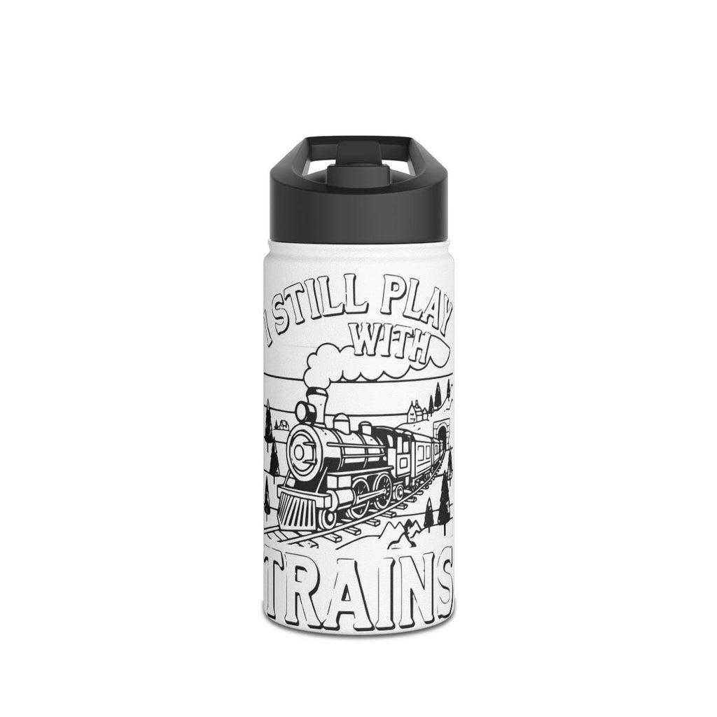 Train Lover Gift, I Still Play With Trains Bottle, Fun Train Themed Water Bottle, Vintage Train Design, Perfect for Train Enthusiasts