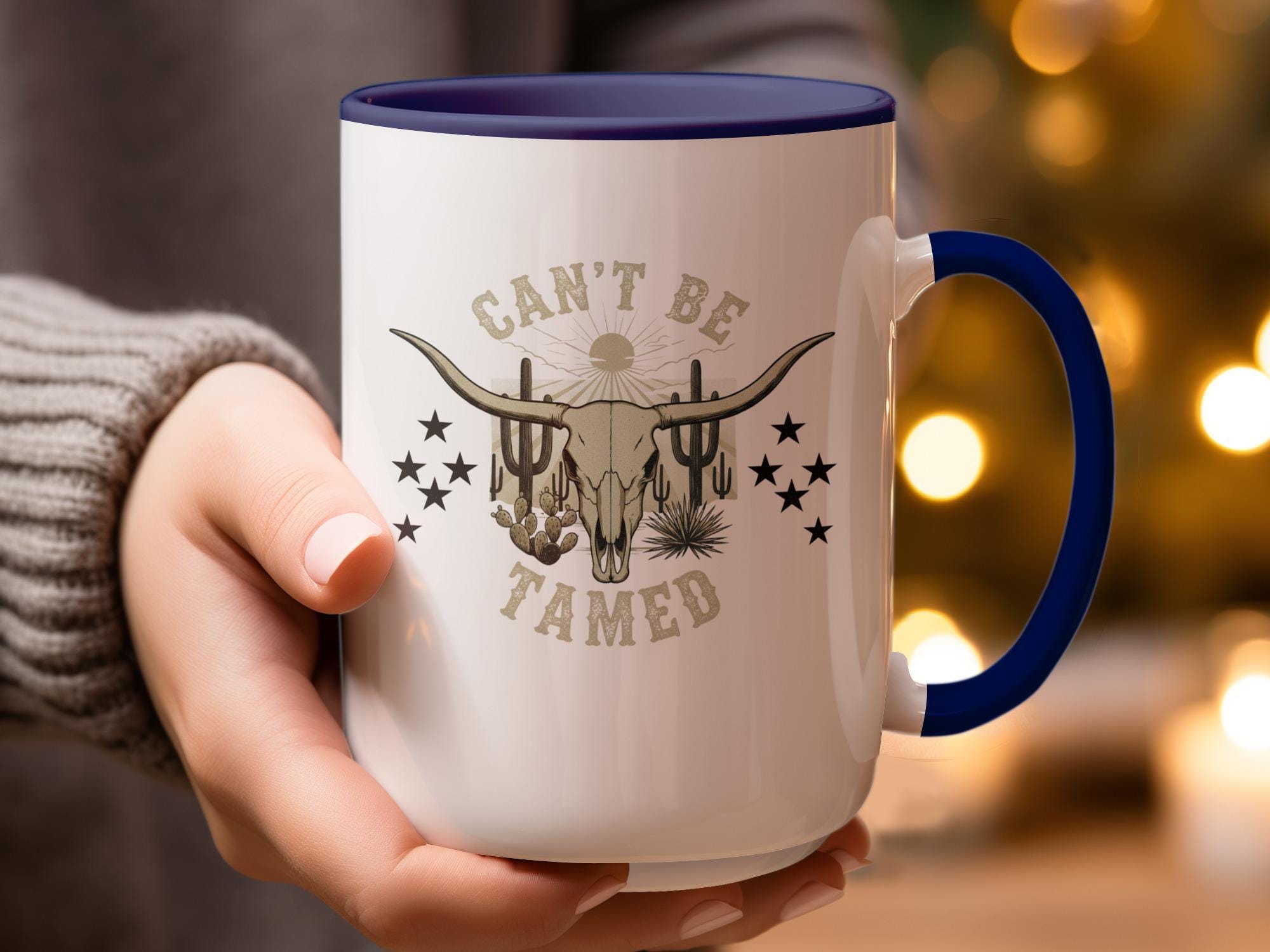 Can't Be Tamed Mug, Southwest Style Coffee Cup, Unique Novelty Gift, Western Themed Drinkware, Fun Animal Skull Design