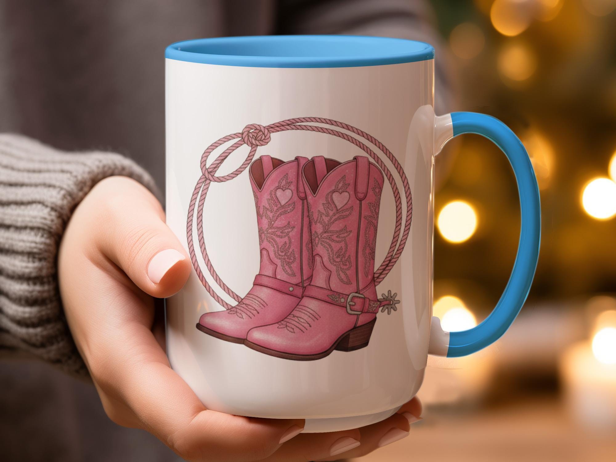 Cowboy Boots Mug, Western Themed Coffee Cup, Pink Boots Novelty Mug, Rodeo Gift Idea, Country Style Mug, Cowgirl Coffee Cup
