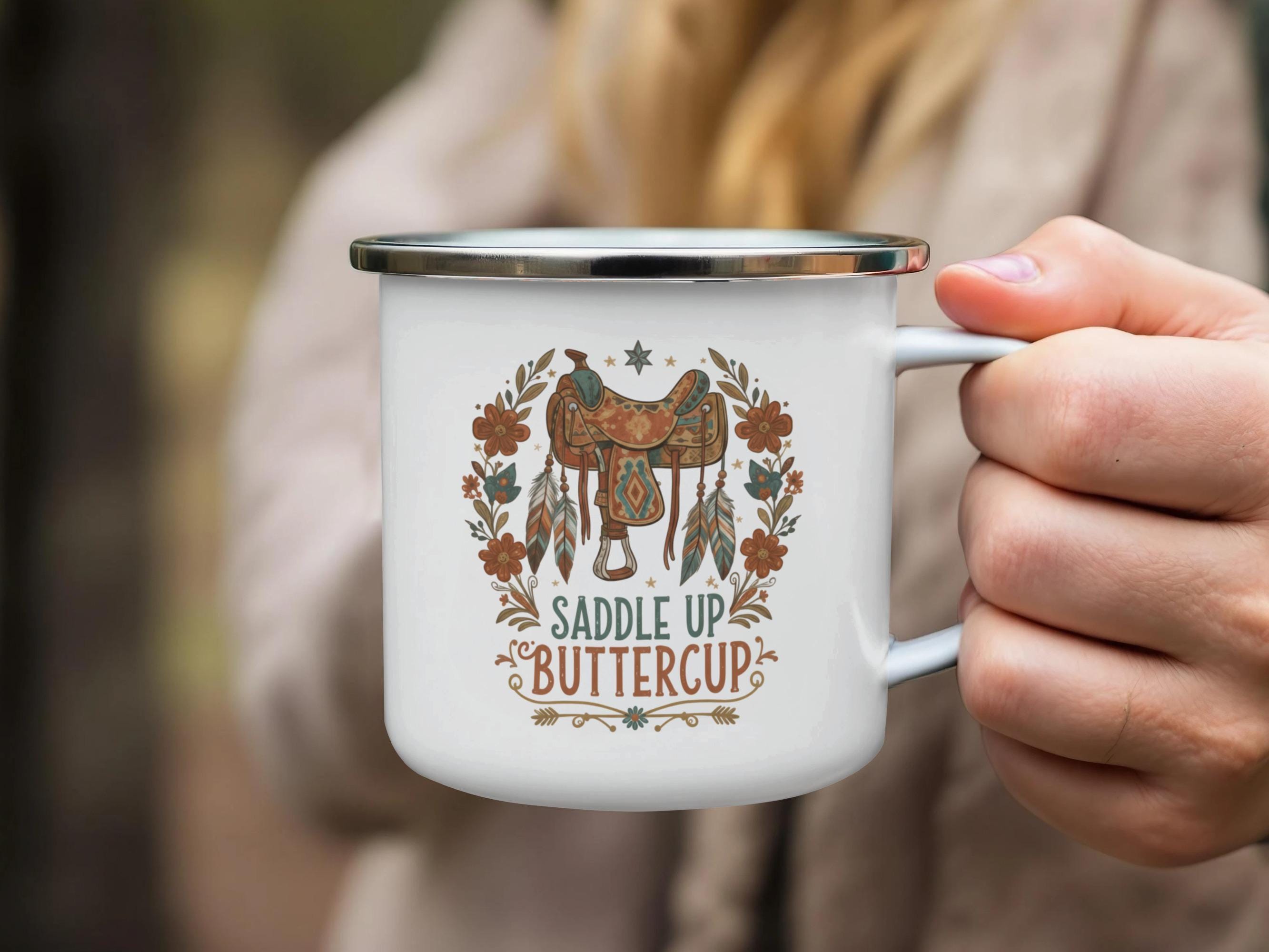 Saddle Up Buttercup Mug, Horse Lover Gifts, Western Theme Cup, Rustic Coffee Mug, Country Style Drinkware, Unique Cowgirl Gift