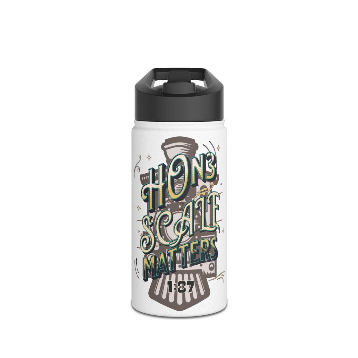 HO Scale Matters Water Bottle for Model Train Enthusiasts, Custom Train Design Bottle, Railway Hobbyist Gift, Train Lover Bottle