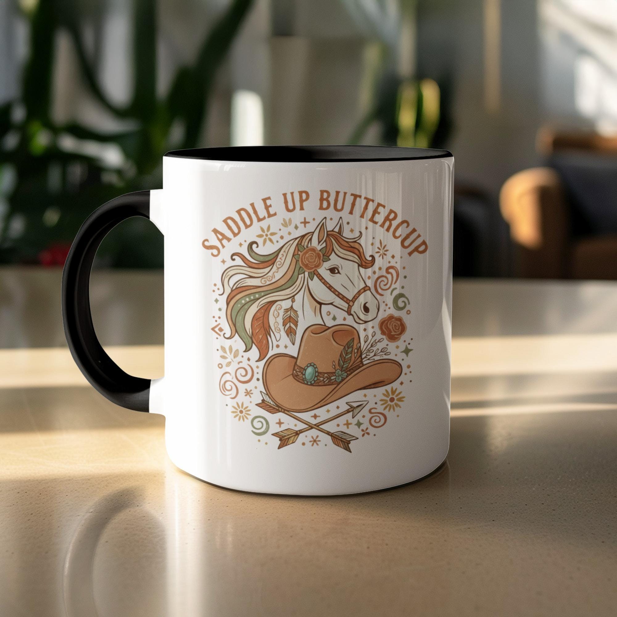 Saddle Up Buttercup Coffee Mug, Horse Lover Gift, Western Cowboy Mug, Cute Horse Mug, Country Life Cup, Unique Cowgirl Mug