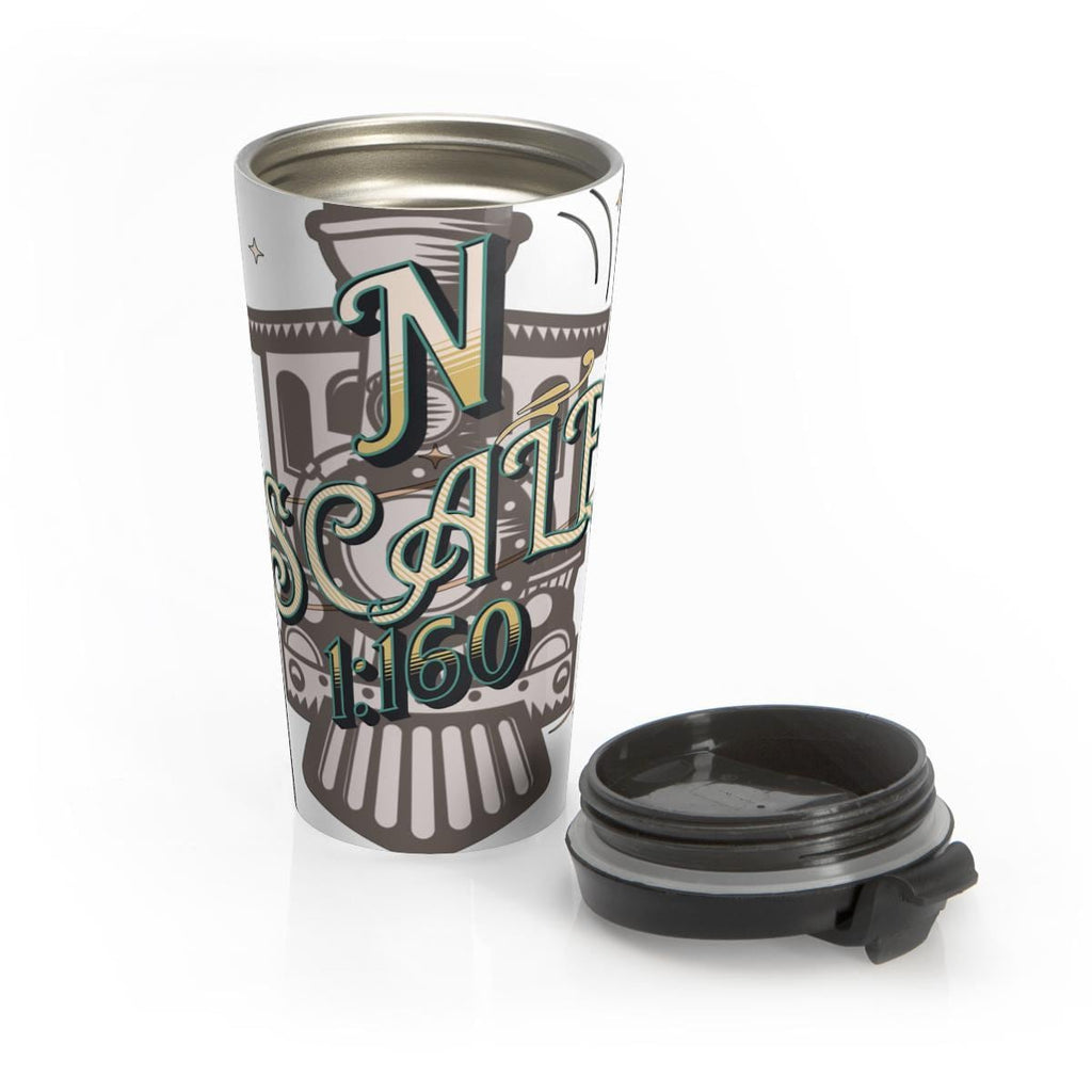 Unique Train Design Travel Mug, N Scale 160 Coffee Tumbler, Ideal Train Lover Gift, Double Wall Stainless Steel Insulated Mug