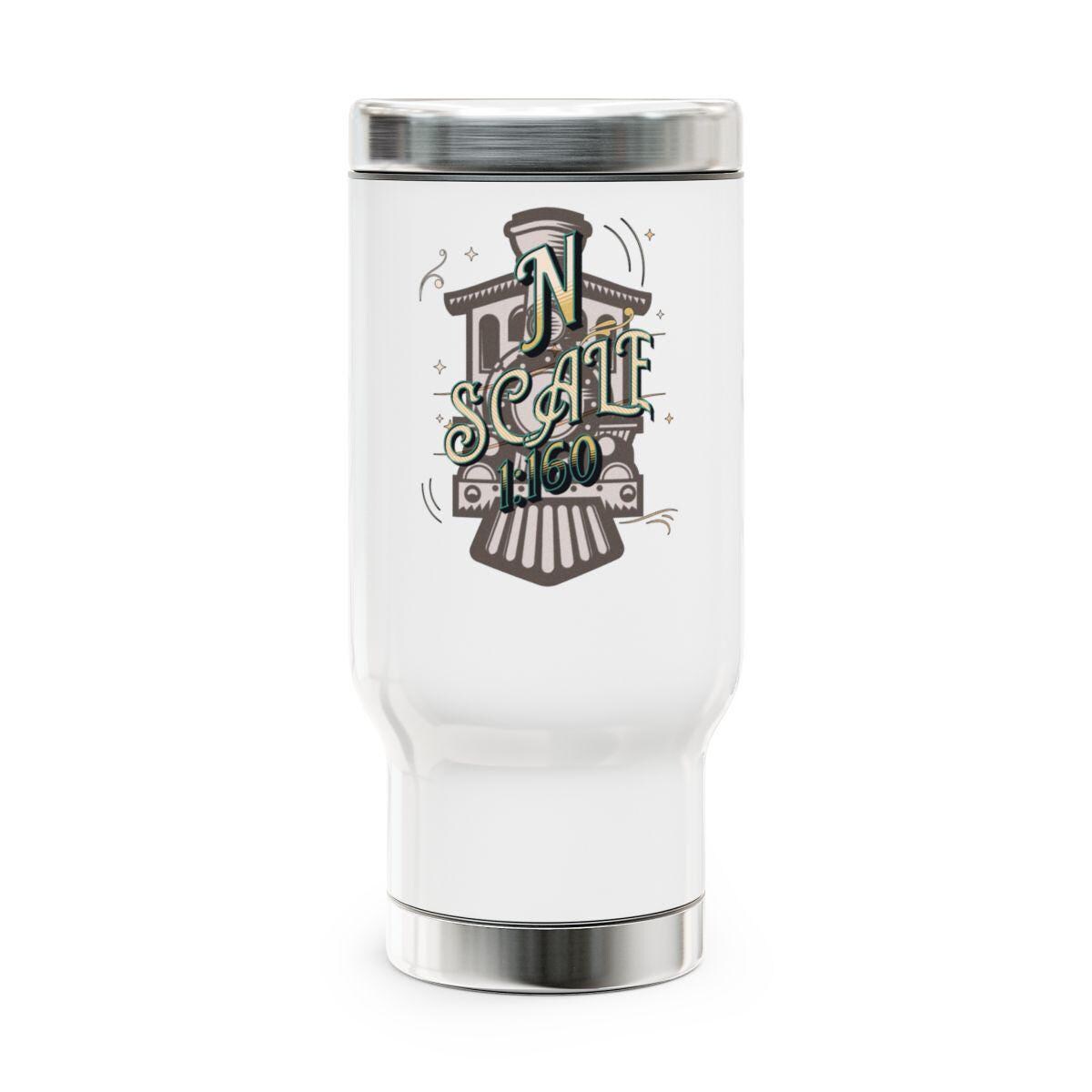 Train Themed Tumbler, Locomotive Design Thermos, Travel Mug for Train Enthusiasts, Unique Train Lover Gift, Insulated Coffee Mug