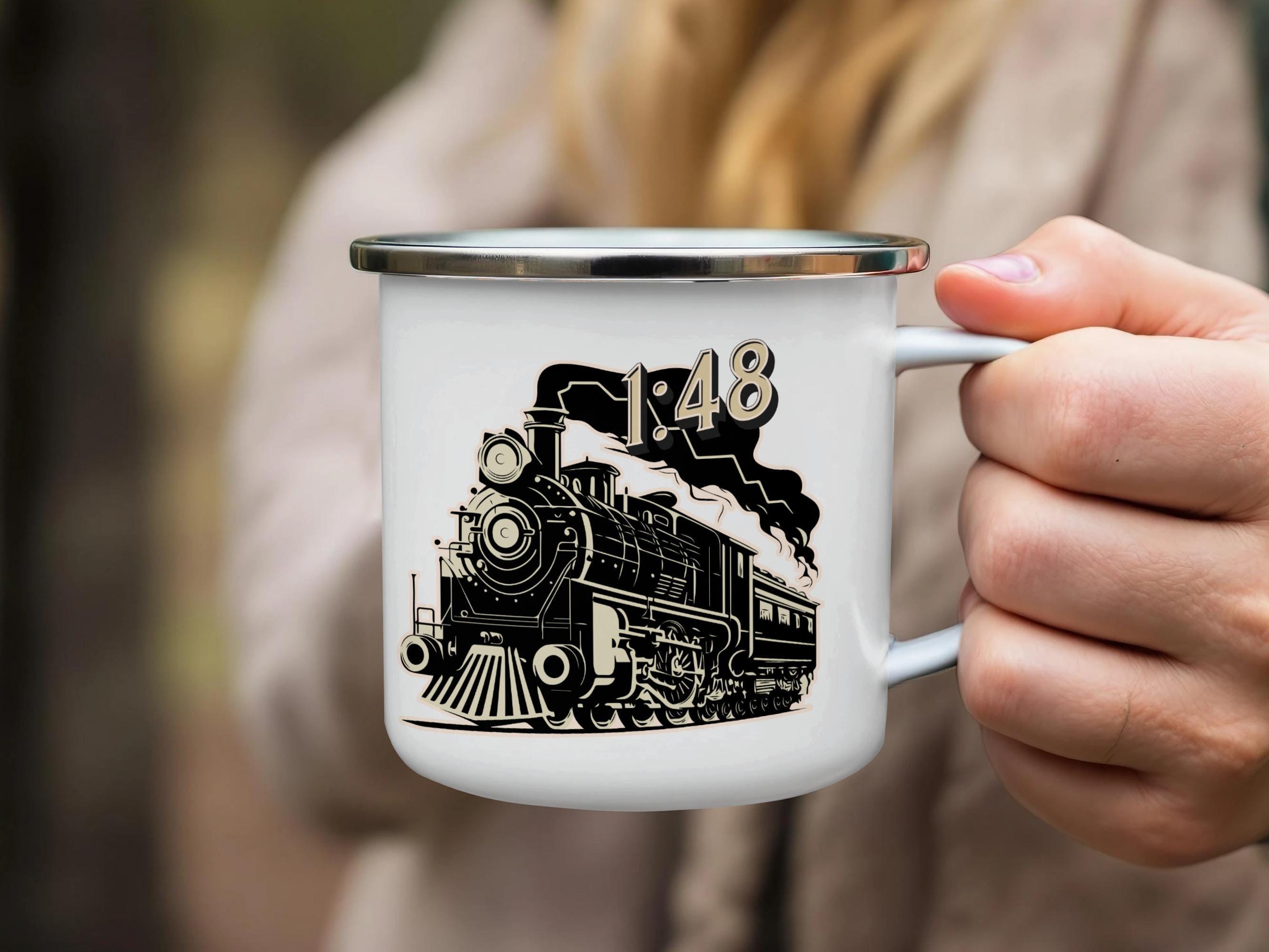 Steam Engine Train Mug, Vintage Locomotive Coffee Cup, Retro Train Art, Railway Enthusiast Gift, Collector's Train Mug, Railroad Decor