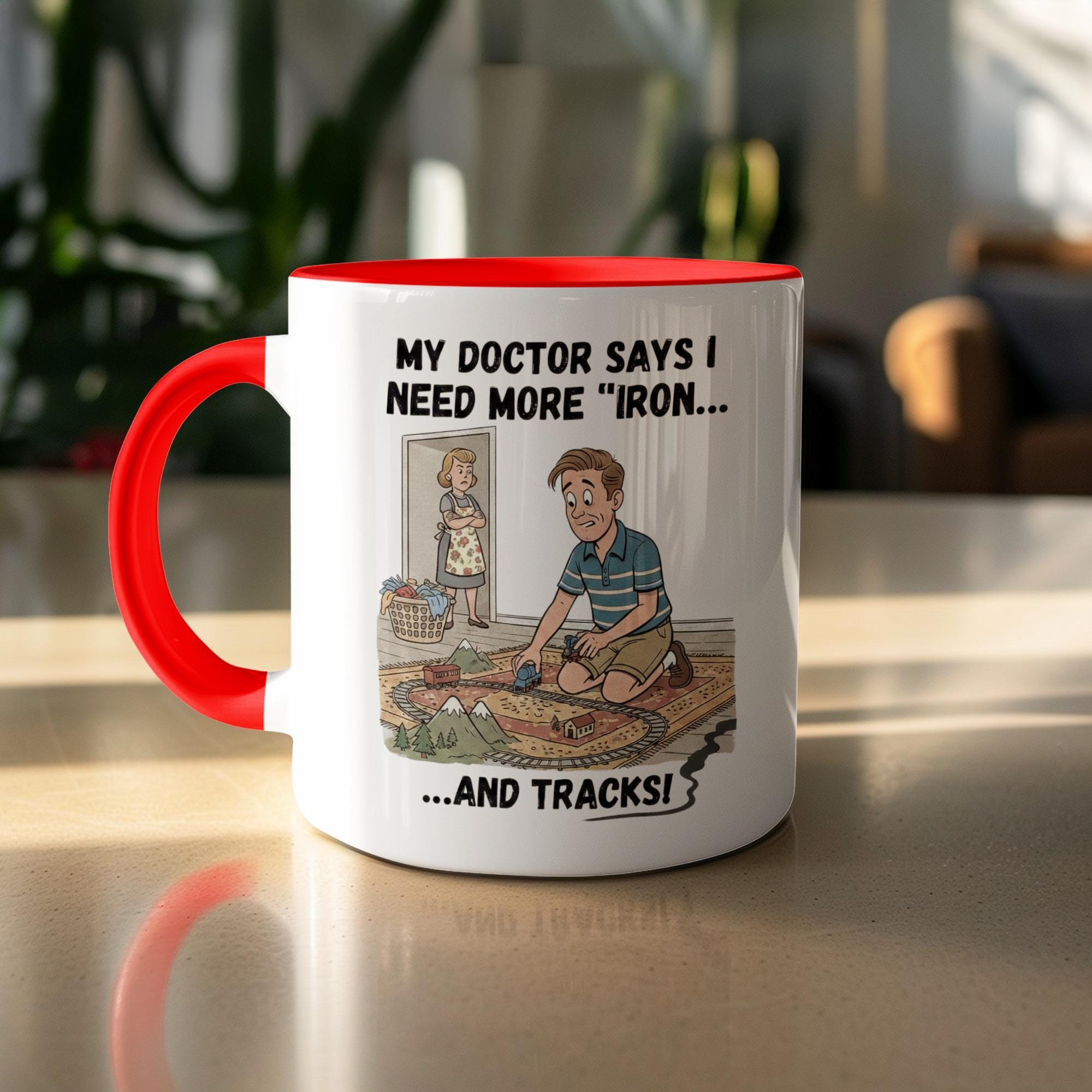 Funny coffee mug, dad humor mug, novelty coffee cup, gift for dad, unique father's day gift, train enthusiast mug, quirky mug