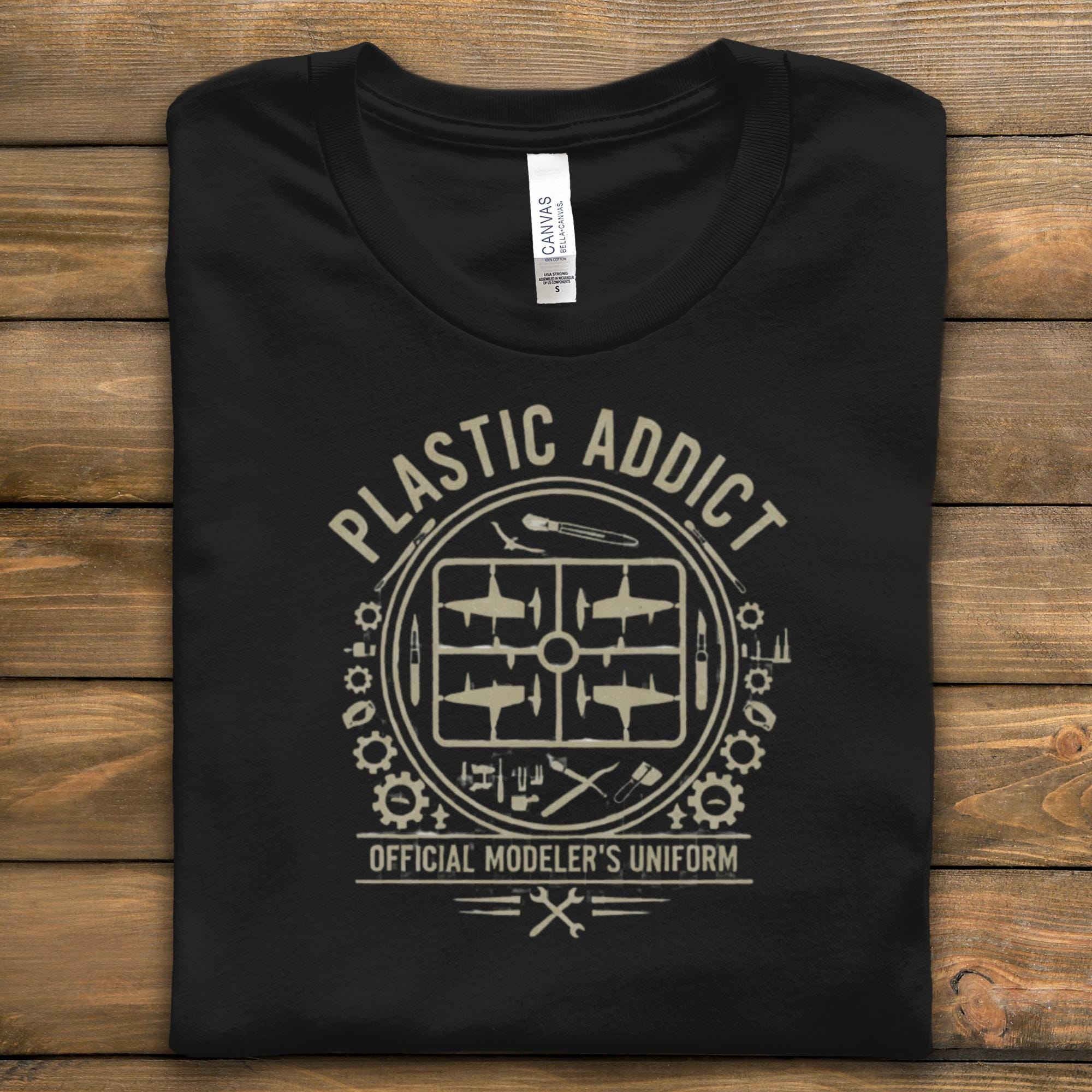 Plastic Addict T Shirt, Official Modeler's Uniform, Funny Gift for Model Makers, Unique Hobbyist Tee, Model Building Apparel